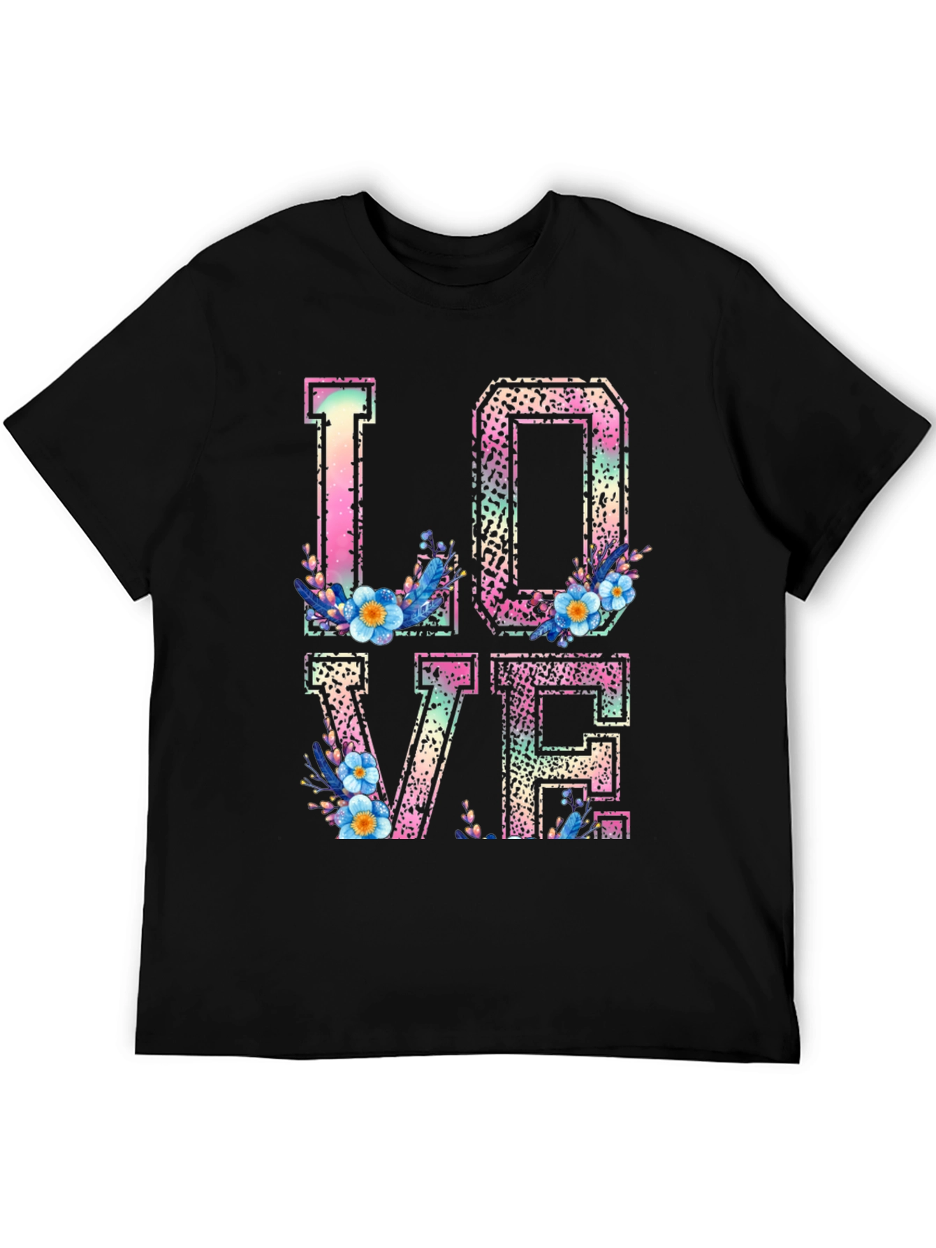 Black Floral LOVE Graphic T-Shirt - Trendy Casual Wear view 5