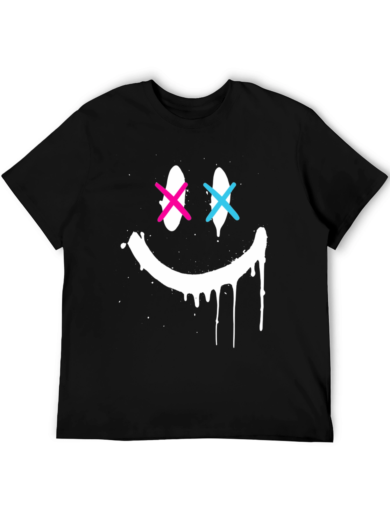 Black Smiley Face Drip Graphic Tee view 5