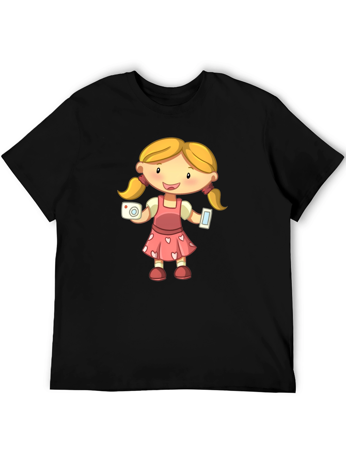 Black Cartoon Girl Graphic Black T-Shirt view 5