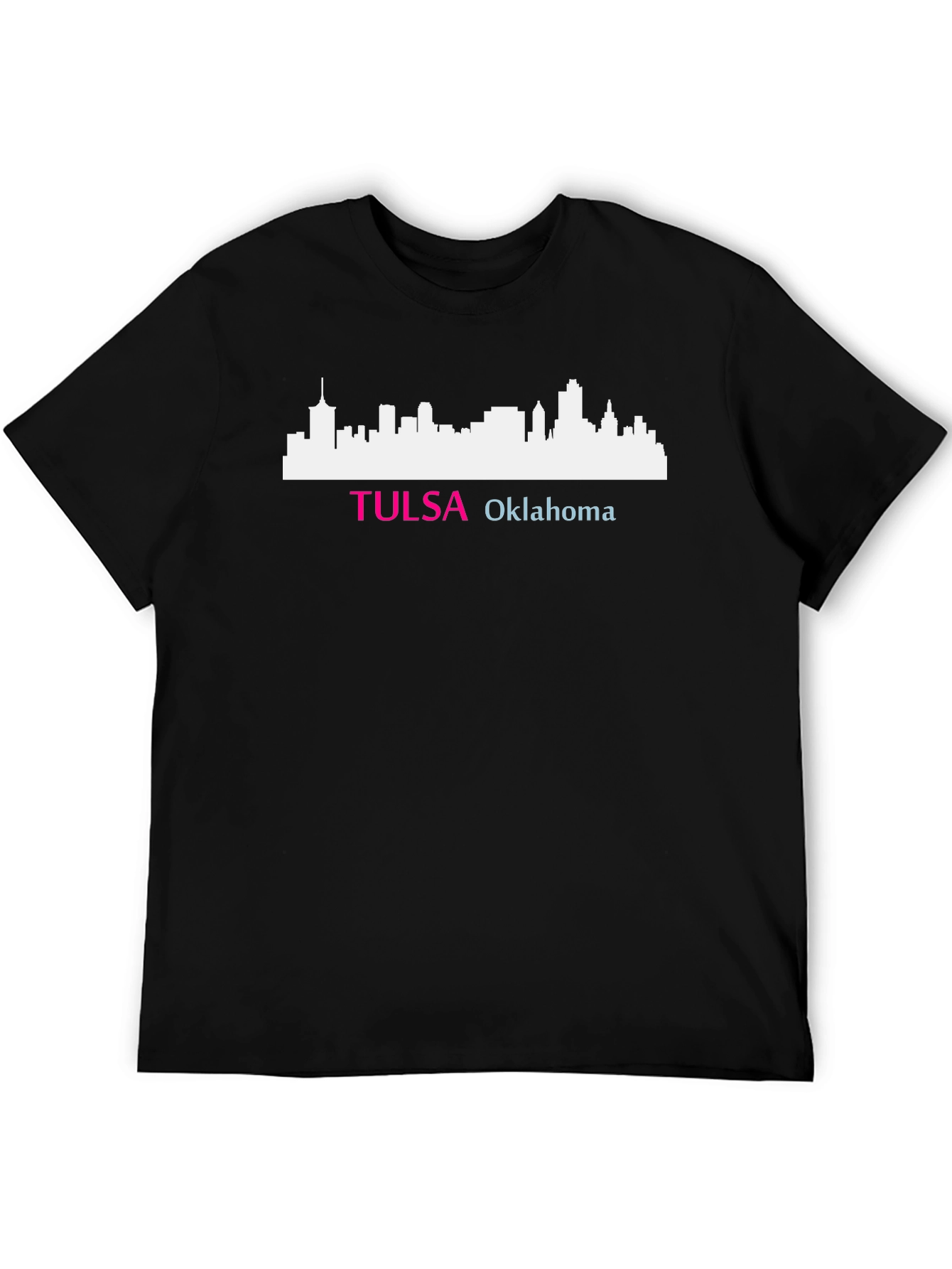 Black Tulsa Oklahoma Skyline T-Shirt view 5