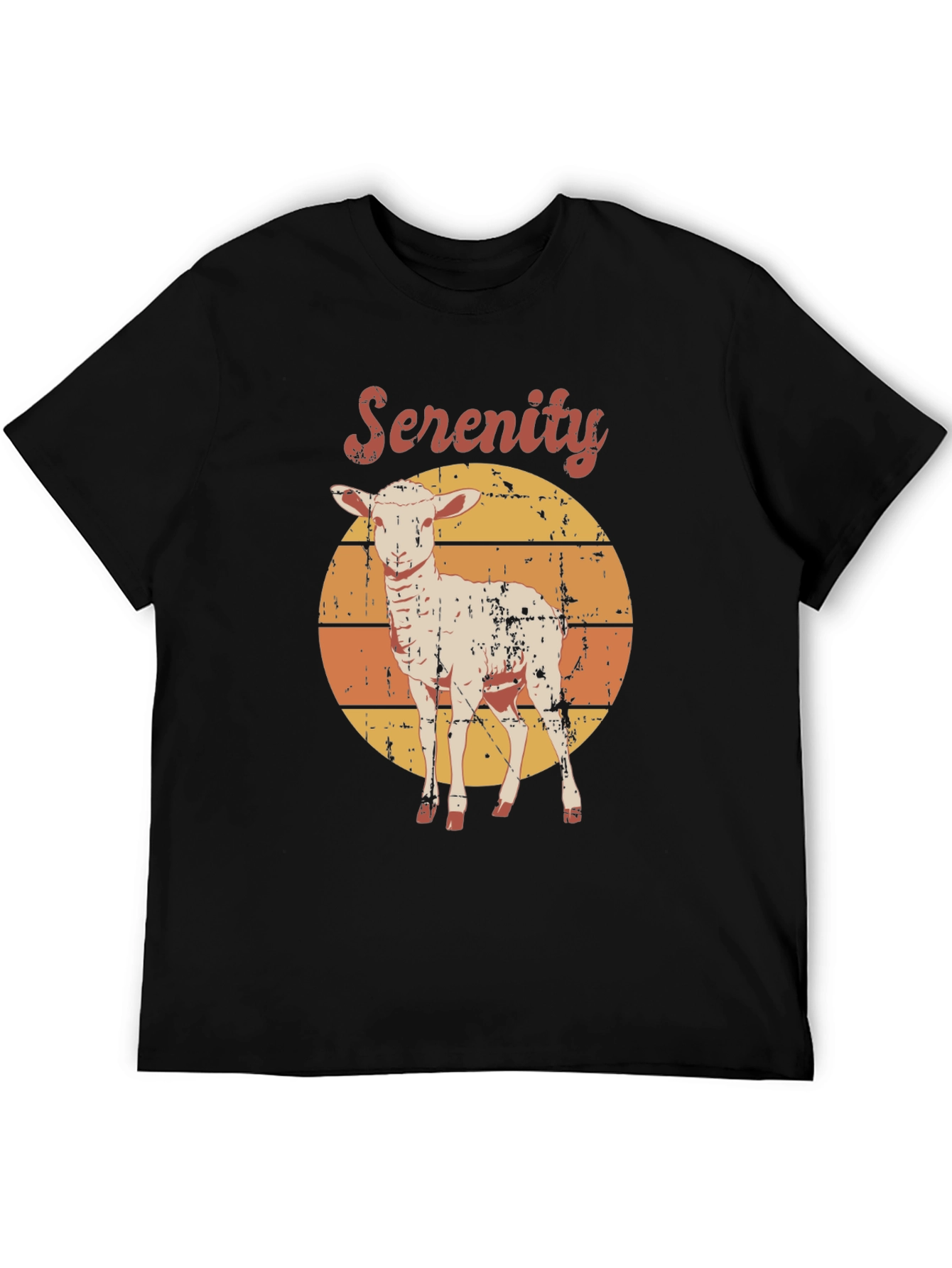 Black Serenity Lamb Graphic T-Shirt - Retro Style view 5