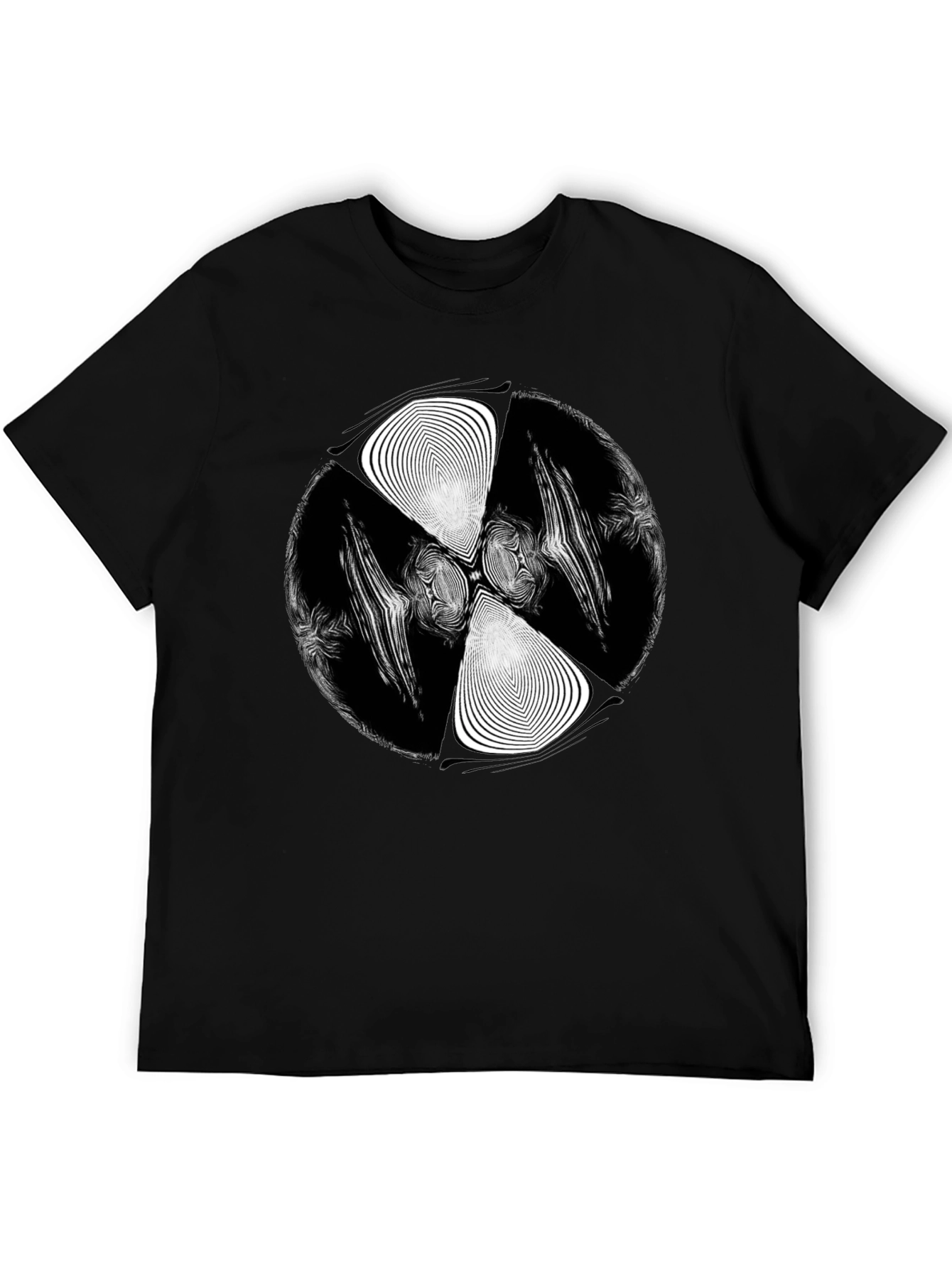 Black Abstract Vortex Graphic Black T-Shirt view 5