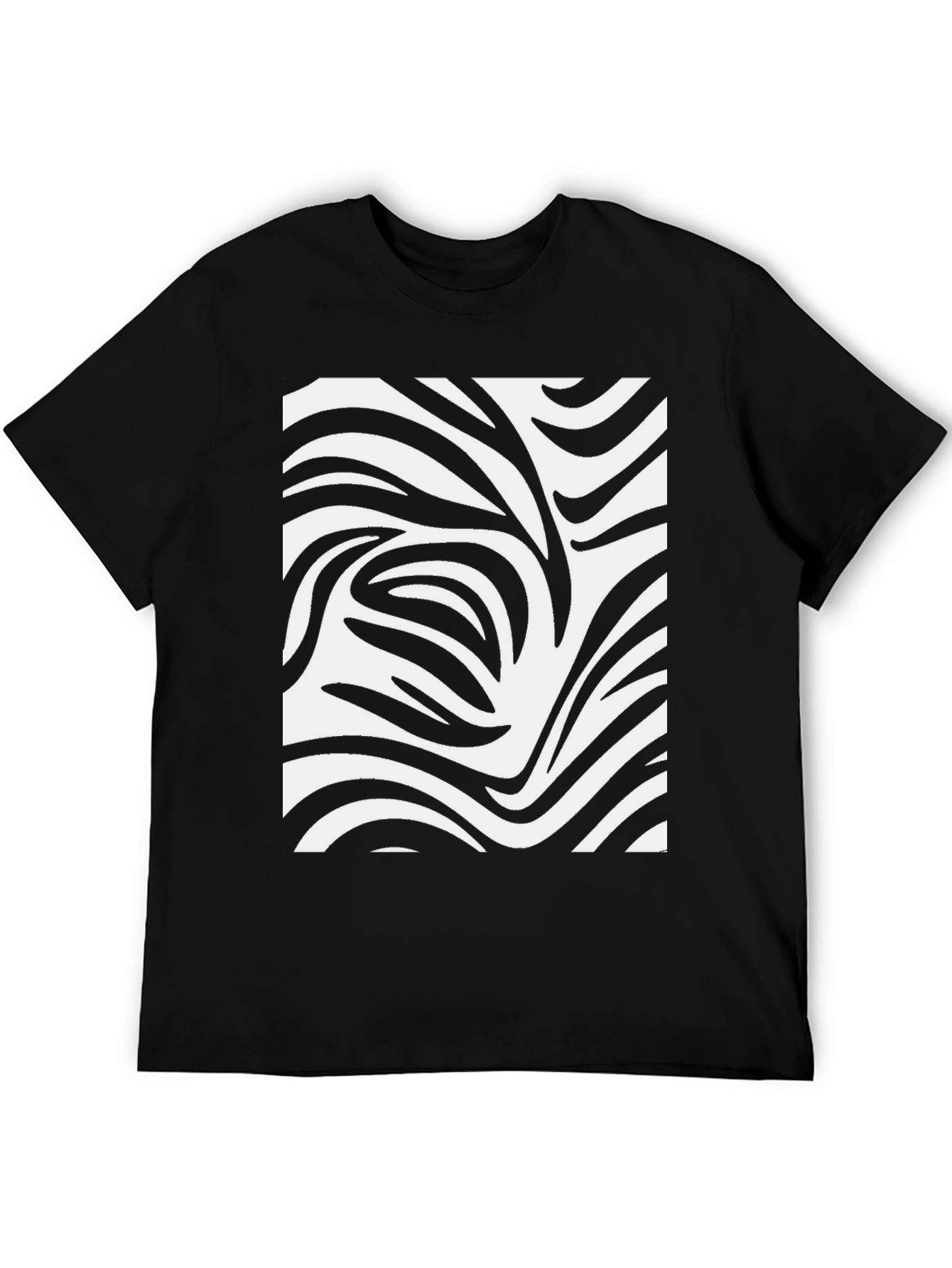 Black Zebra Stripe Print Black T-Shirt view 5
