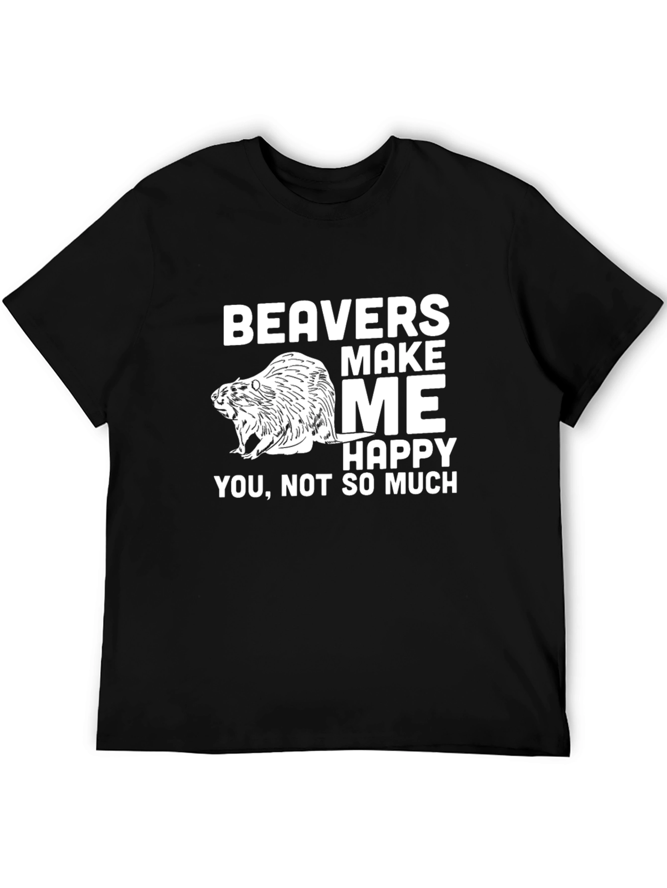 Black Funny Beaver Graphic T-Shirt - Beavers Make Me Happy view 5