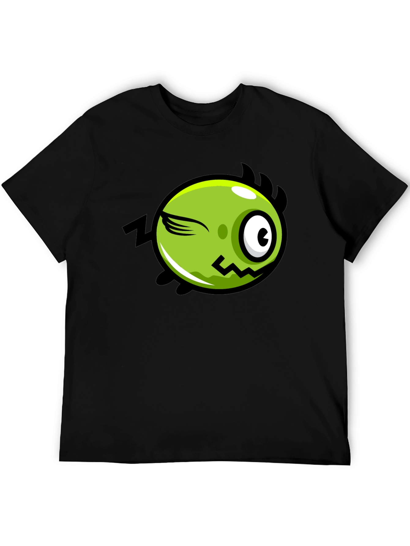 Black Funny Green Monster Graphic Tee - Black view 5