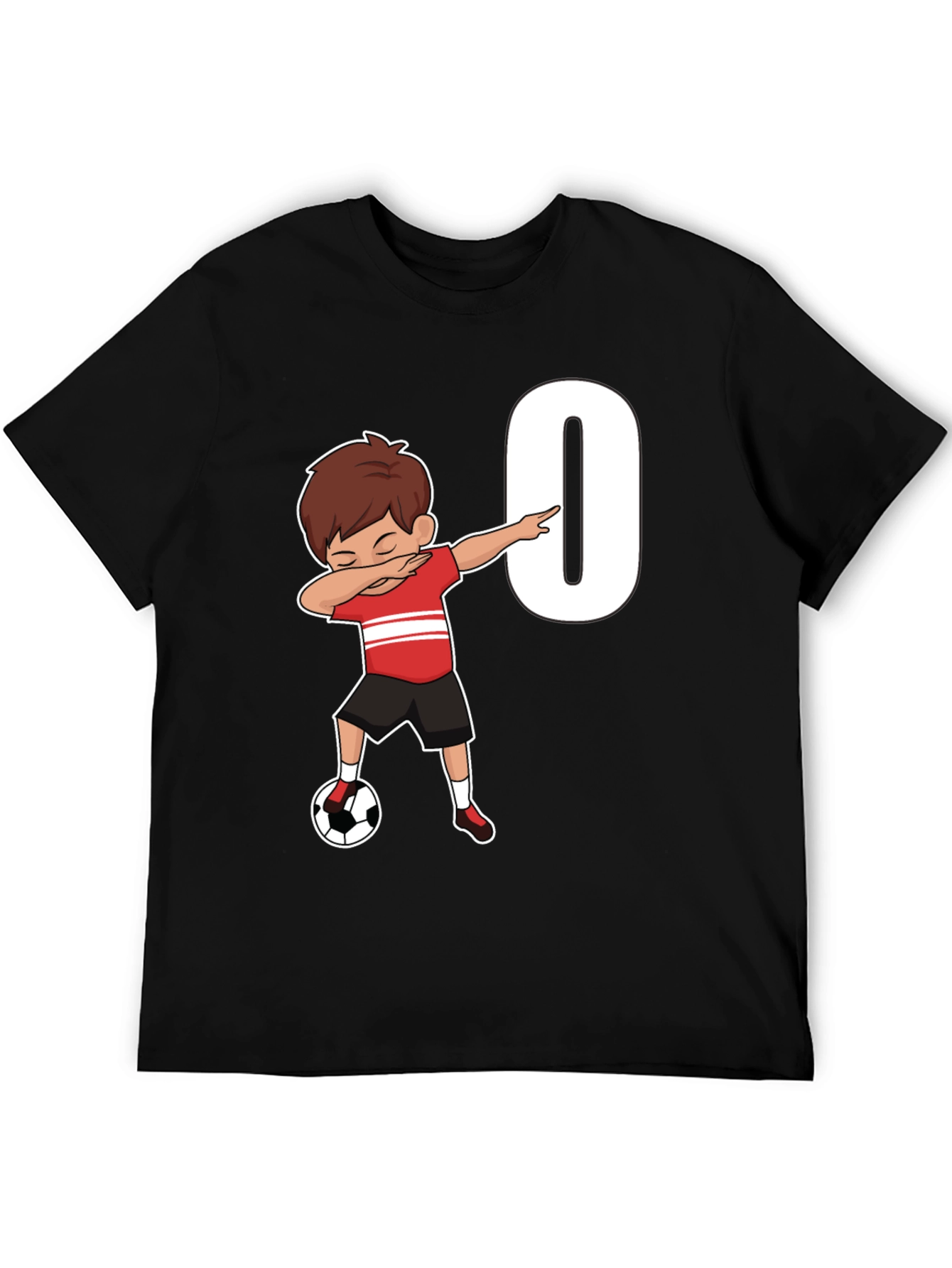 Black Soccer Birthday T-Shirt - Number 0 view 5