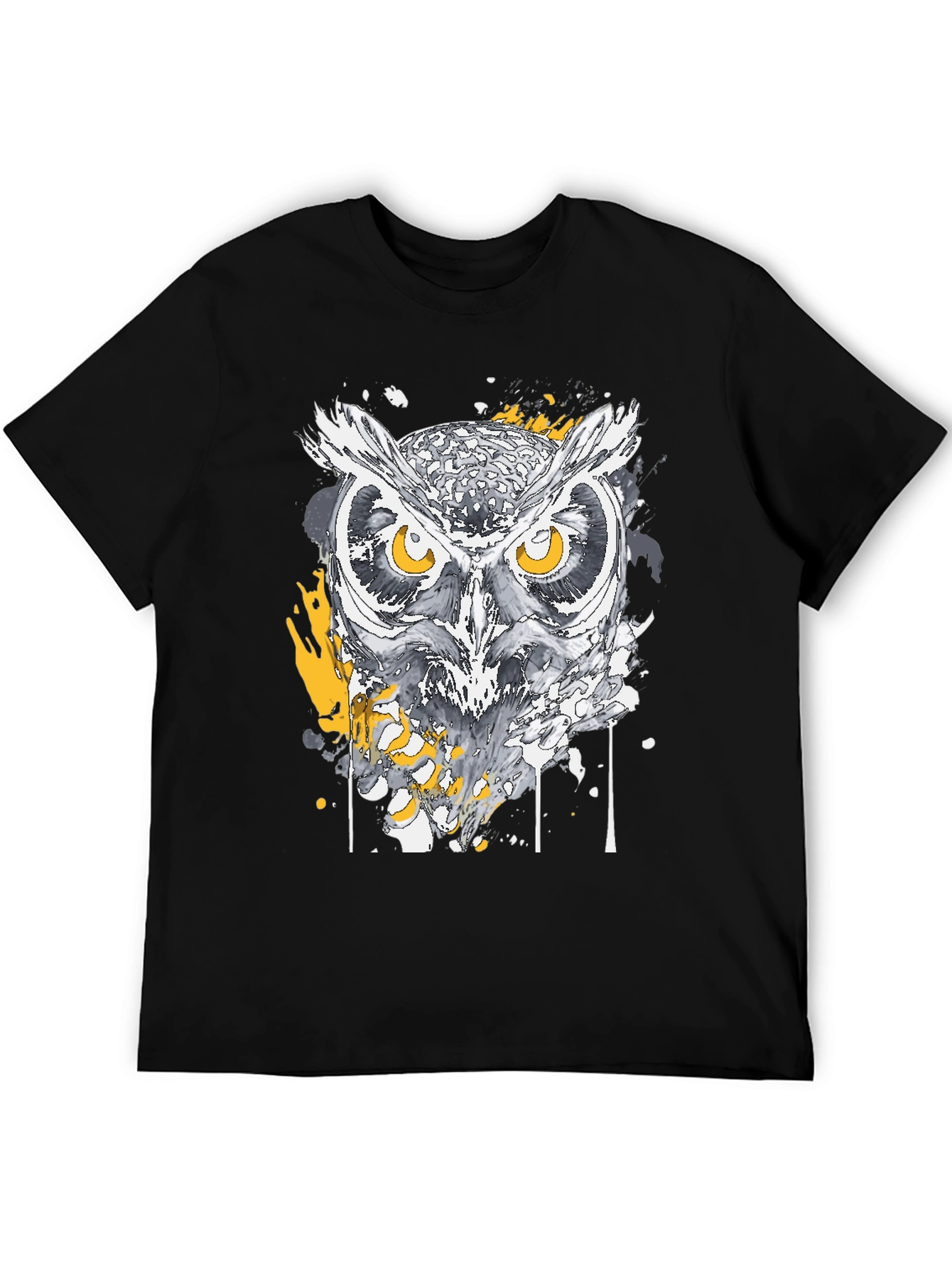 Black Owl Graphic Print Black T-Shirt view 5
