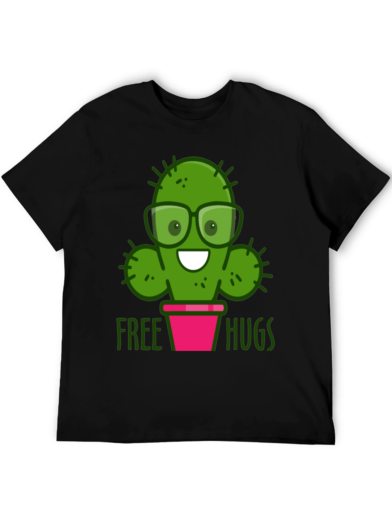 Black Cactus Free Hugs Graphic T-Shirt view 5