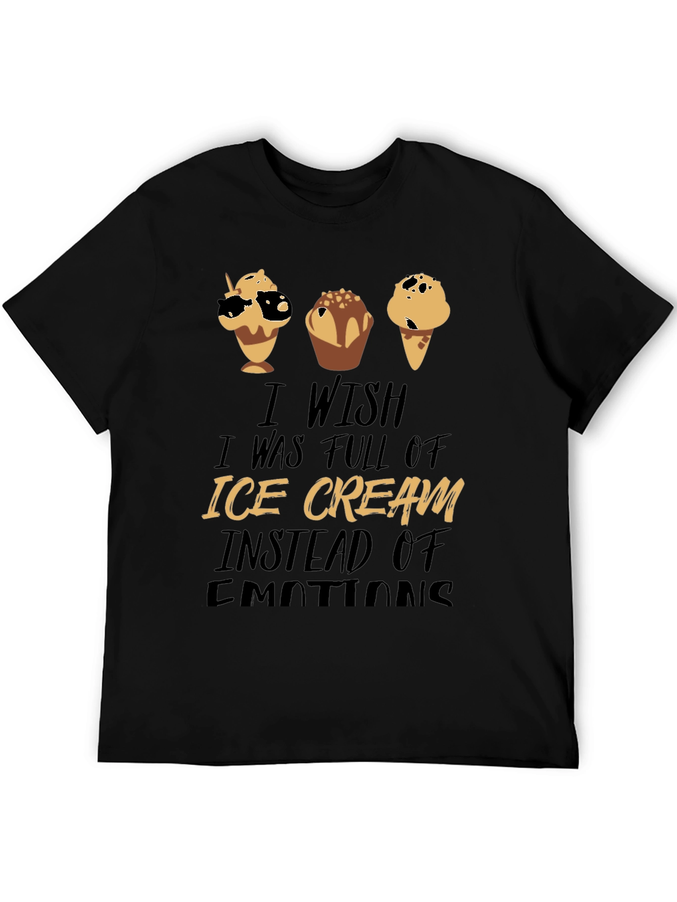 Black Ice Cream Emotions Black Graphic T-Shirt view 5
