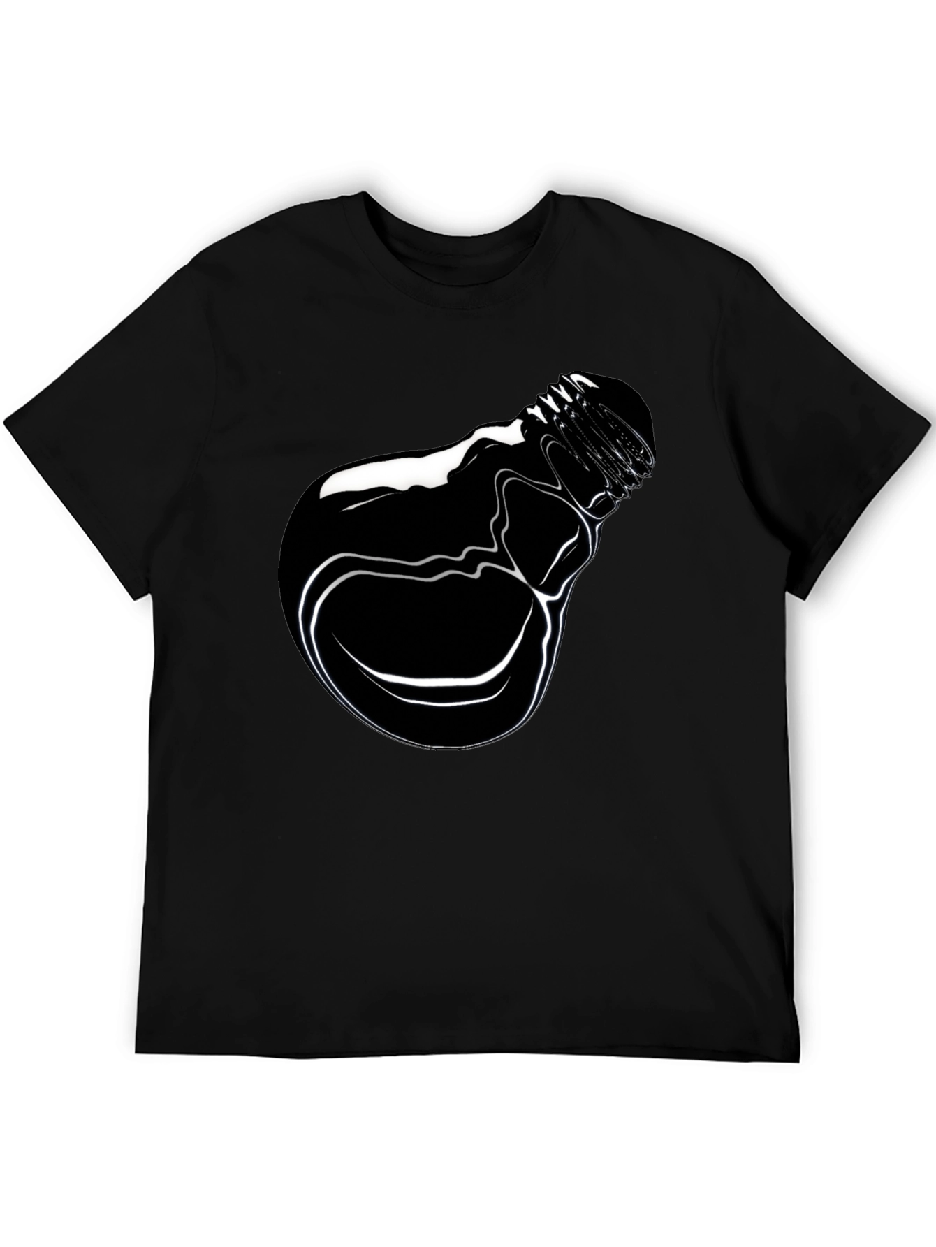 Black Men's Black Graphic Tee - Lightbulb Design view 5