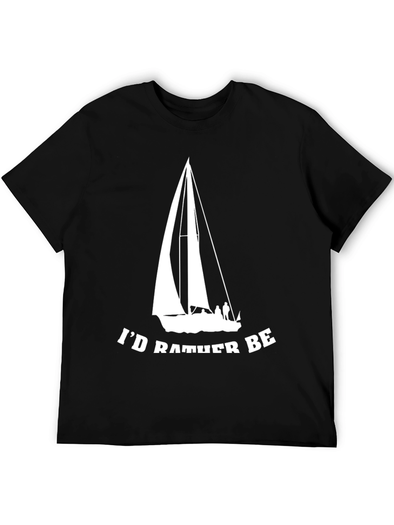 Black Sailboat T-Shirt - "I'd Rather Be Sailing" Black Tee view 5