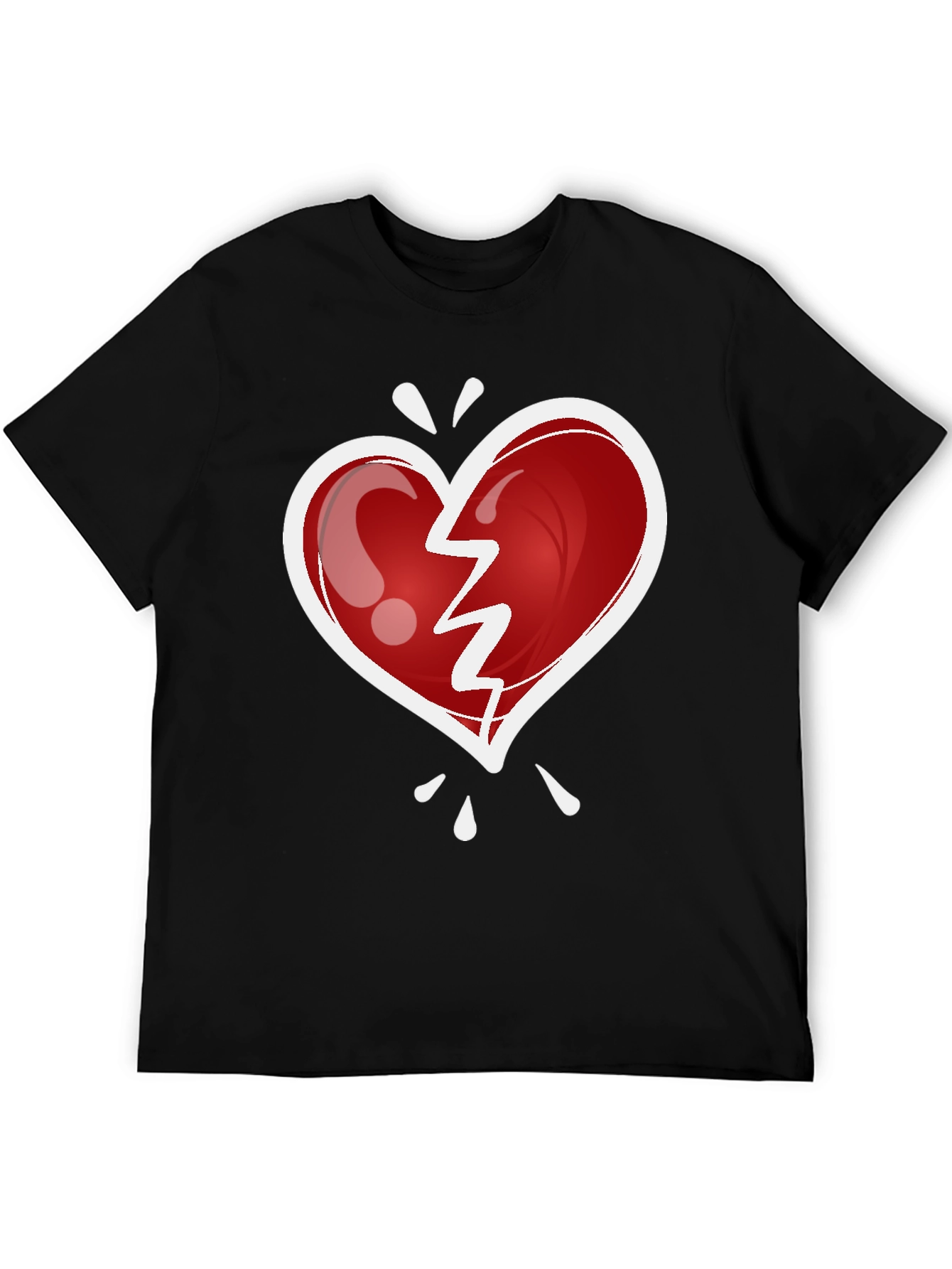 Black Broken Heart Graphic Tee - Trendy Casual Wear view 5