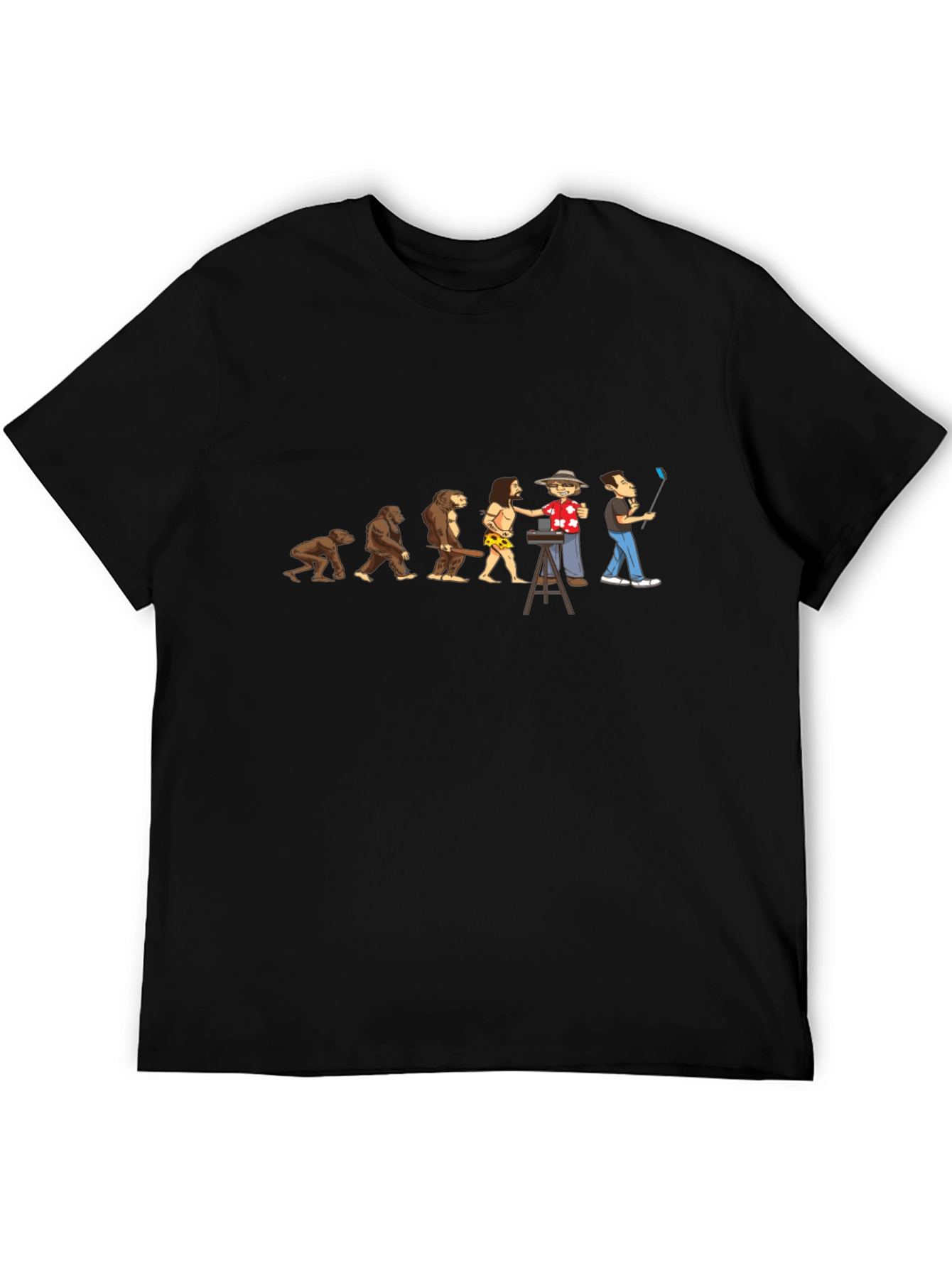 Black Evolution of Selfie Funny Graphic T-Shirt view 5