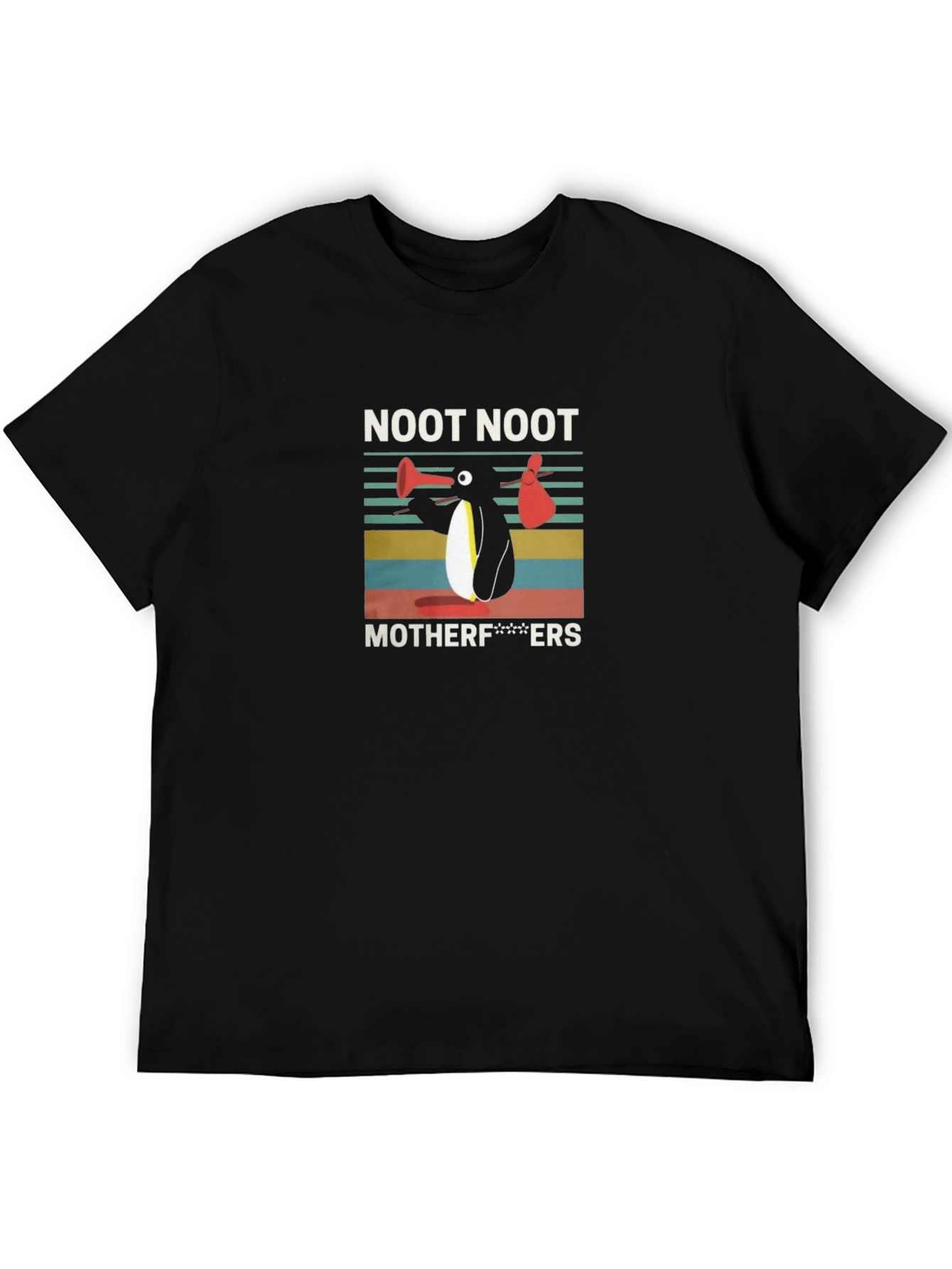 Black Noot Noot Penguin Graphic Tee - Funny Slogan T-Shirt view 5