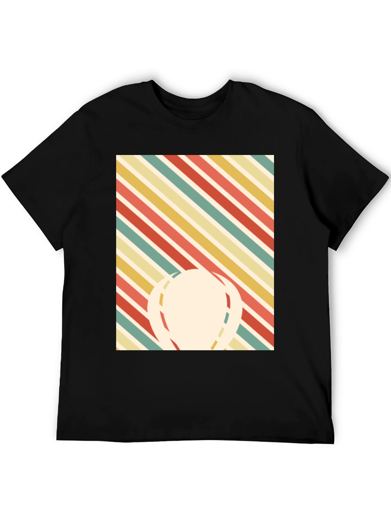 Black Retro Striped Graphic Tee - Men's Black T-Shirt view 5