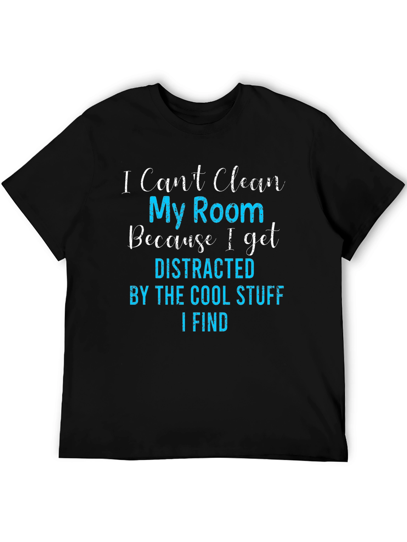 Black Funny Distracted By Cool Stuff T-Shirt view 5