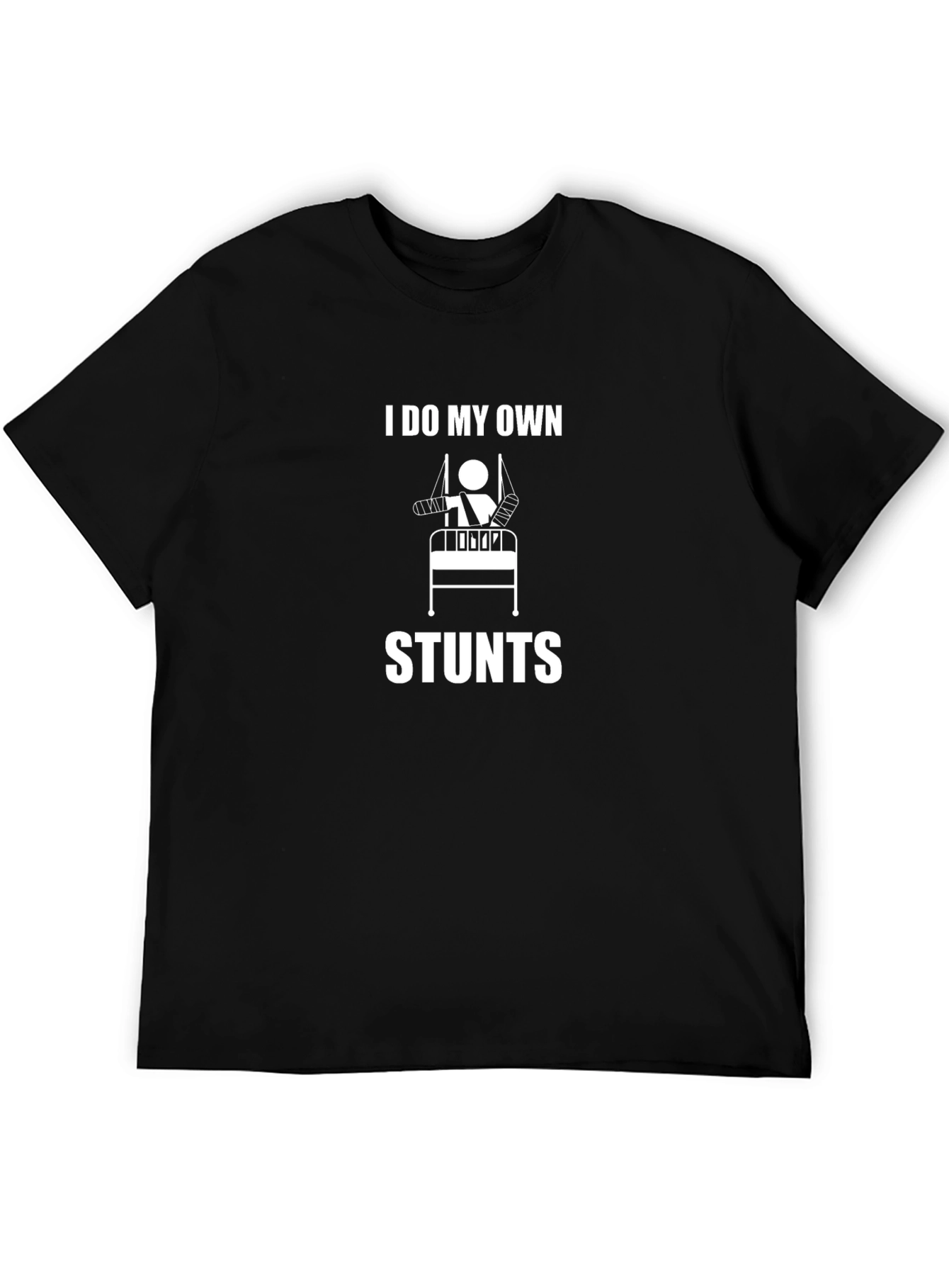 Black I Do My Own Stunts T-Shirt - Humorous Graphic Tee view 5
