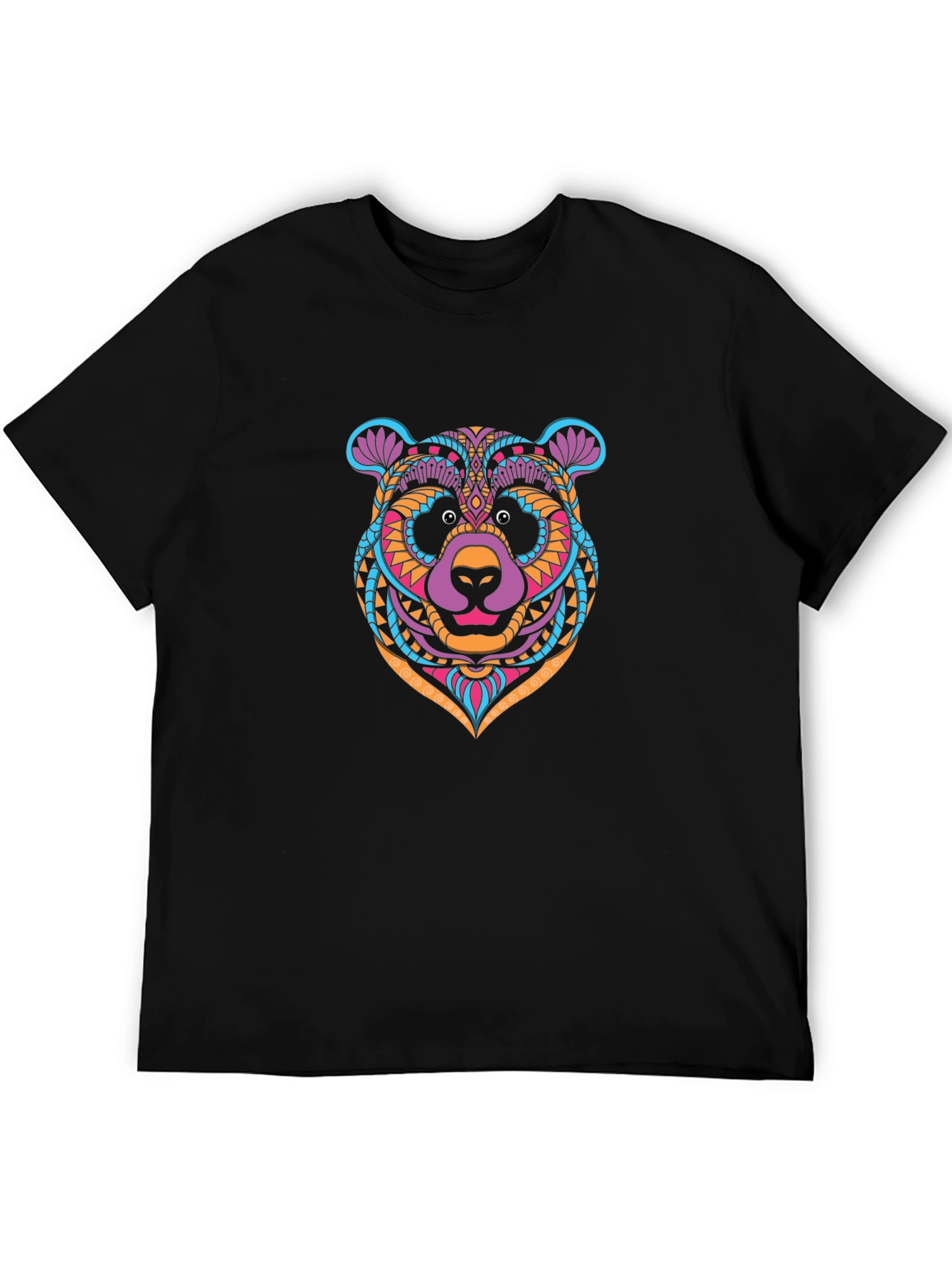 Black Colorful Bear Graphic Tee - Stylish Black T-Shirt view 5