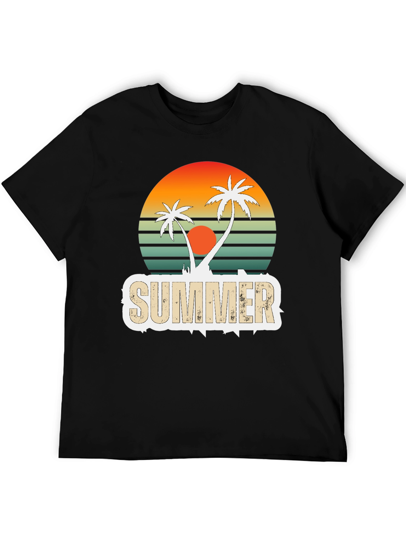 Black Retro Summer Palm Tree Graphic T-Shirt view 5
