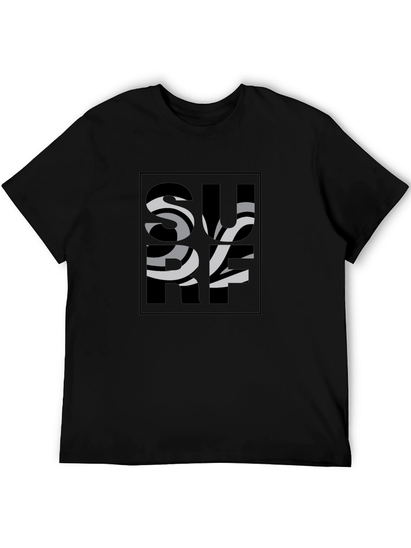 Black Modern Zebra-Striped Men's Graphic Tee view 5