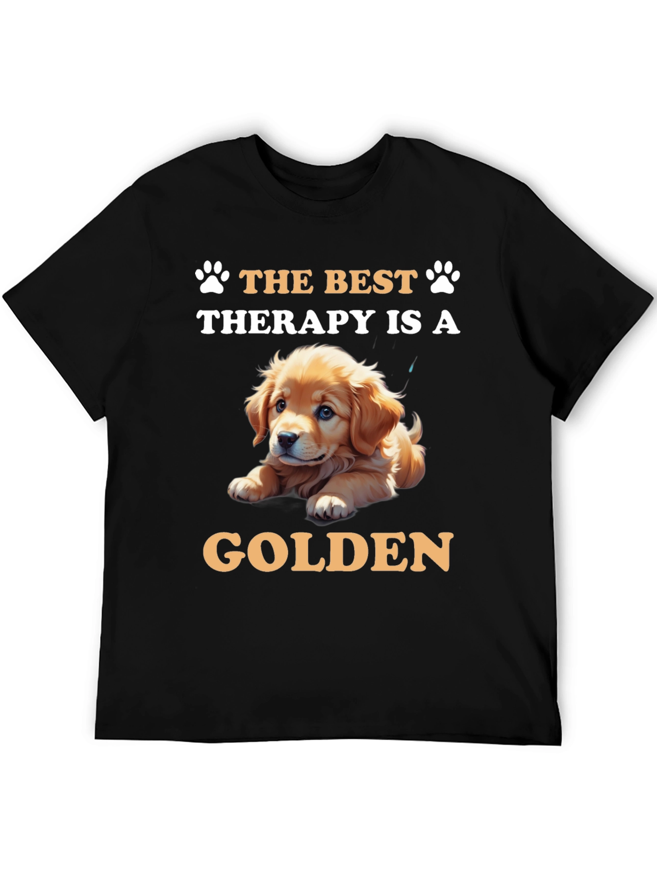Black Best Therapy Golden Retriever T-Shirt view 5