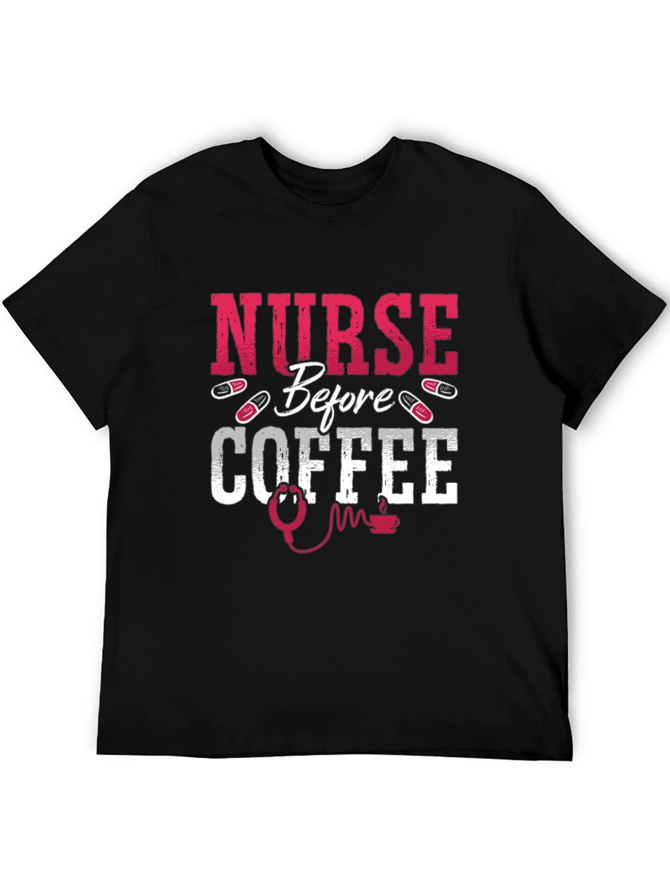 Black Nurse Before Coffee Graphic Tee view 5