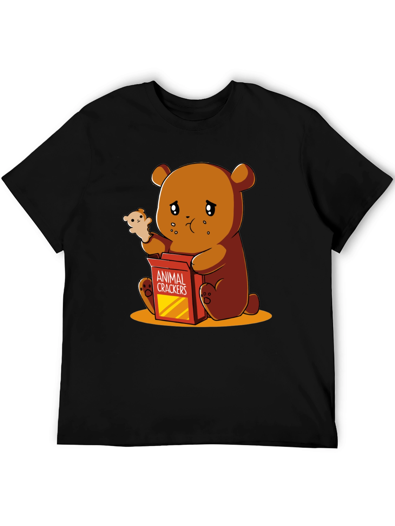 Black Sad Bear Animal Cracker T-Shirt view 5