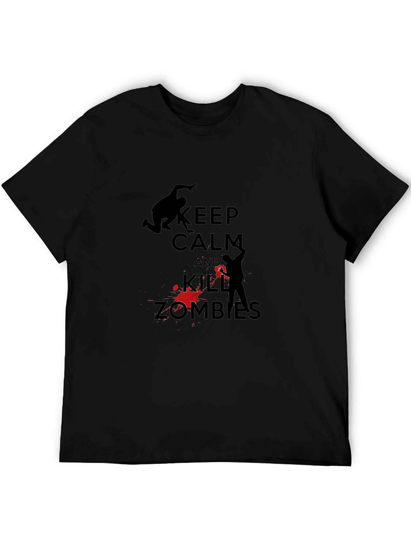 Black Keep Calm Kill Zombies T-Shirt - Black view 5