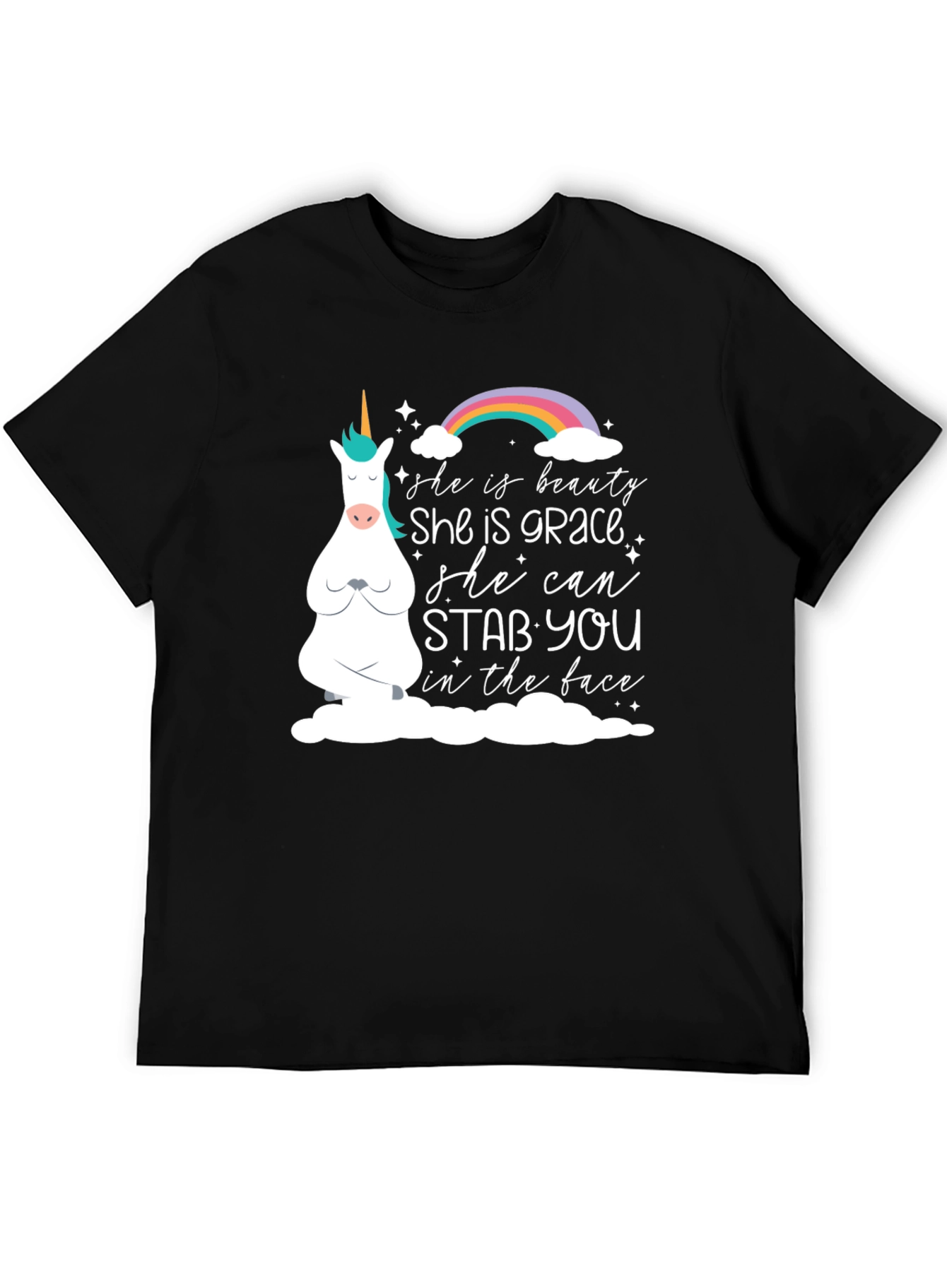 Black Unicorn Humor Graphic Tee - She Can Stab You view 5