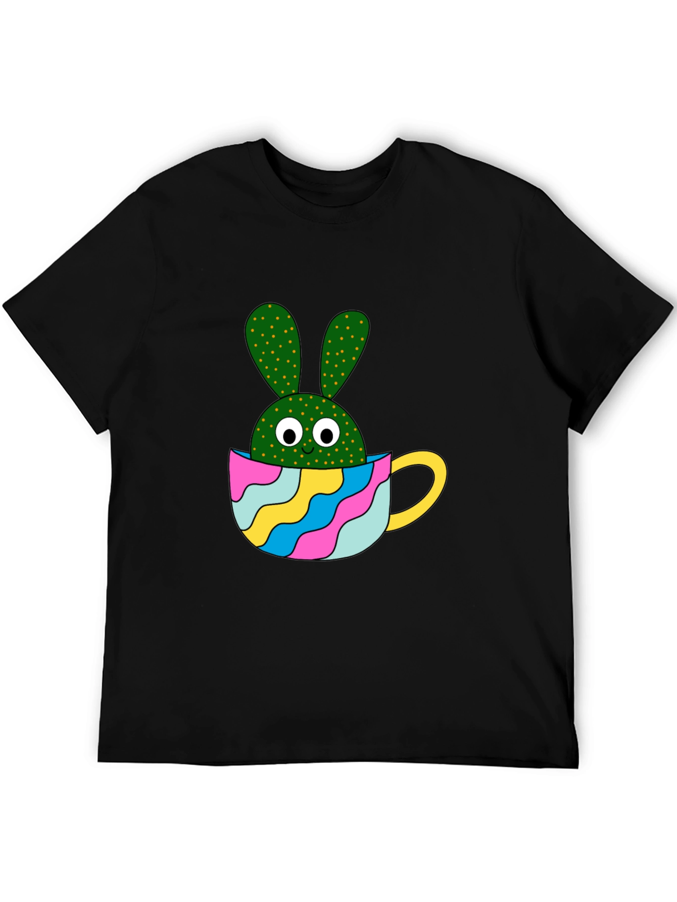 Black Cactus Bunny Black T-Shirt view 5
