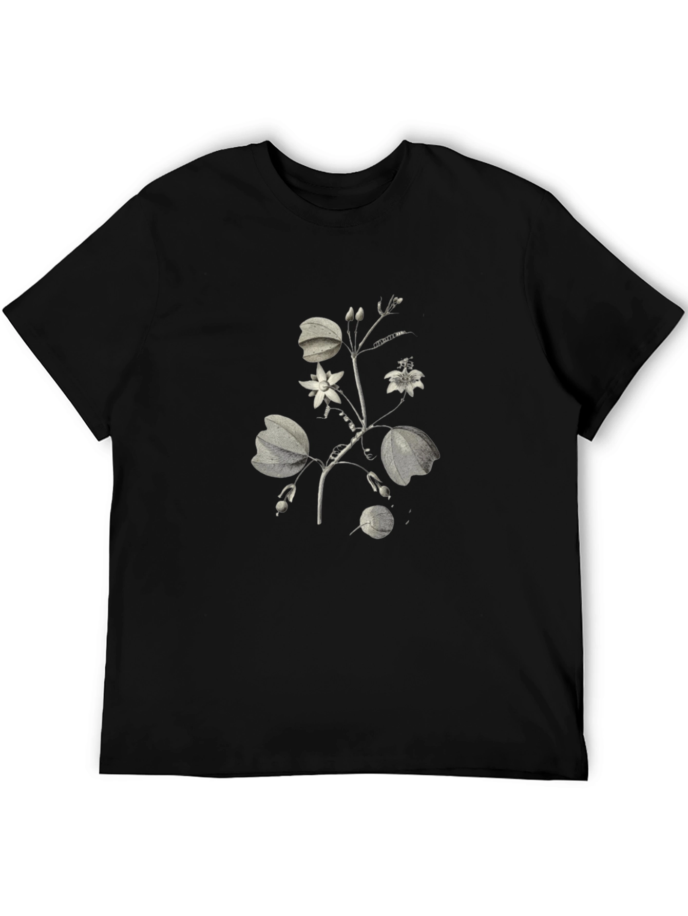Black Botanical Print Black T-Shirt view 5