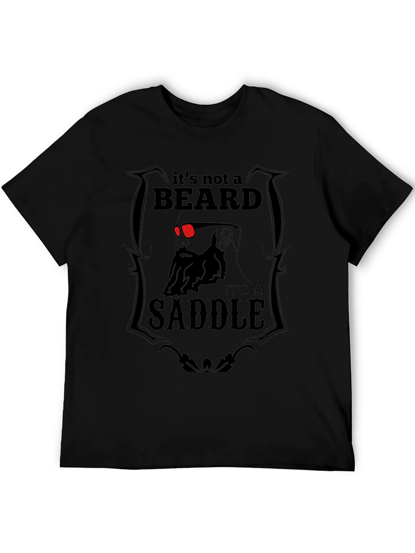 Black Beard Saddle Graphic T-Shirt - Funny Novelty Tee view 5