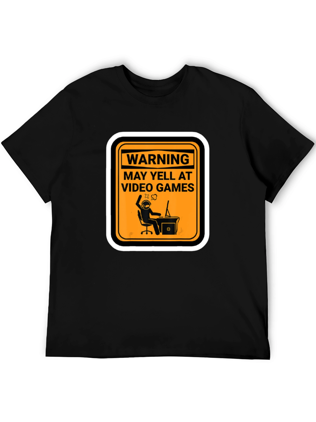 Black Warning: May Yell At Video Games - Graphic Tee view 5