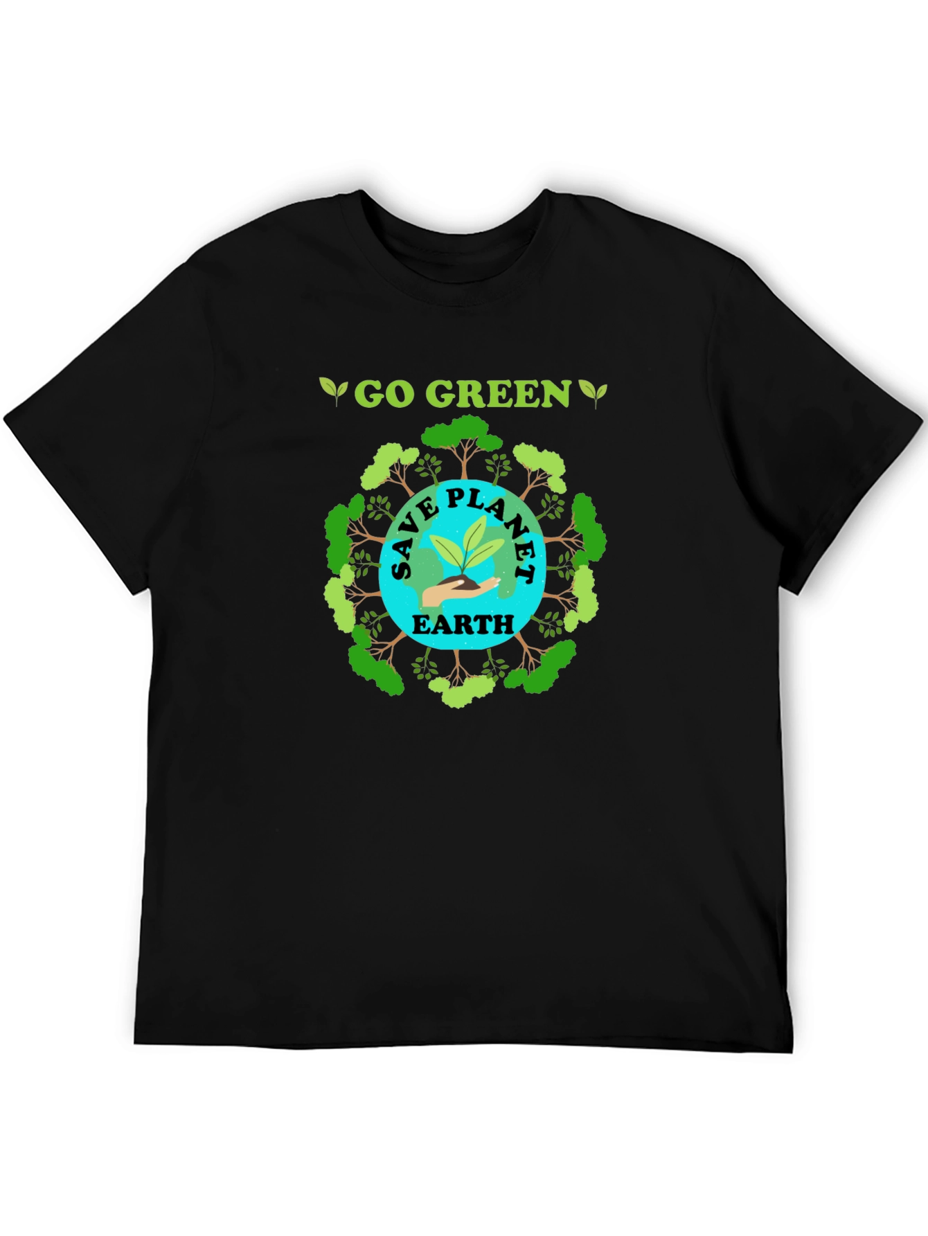 Black Go Green Save Planet Earth T-Shirt view 5