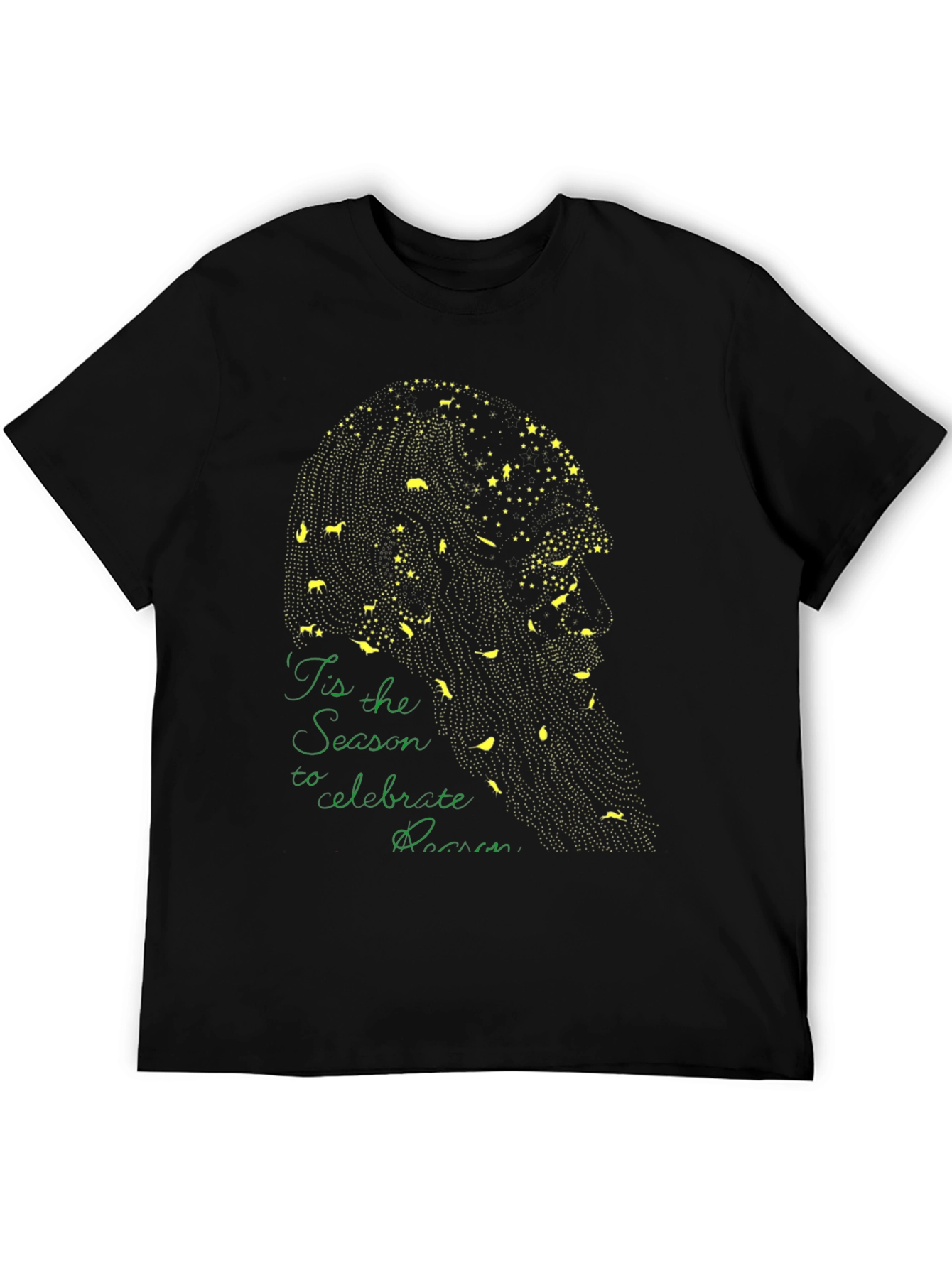Black Festive Season Portrait T-Shirt - Black view 5