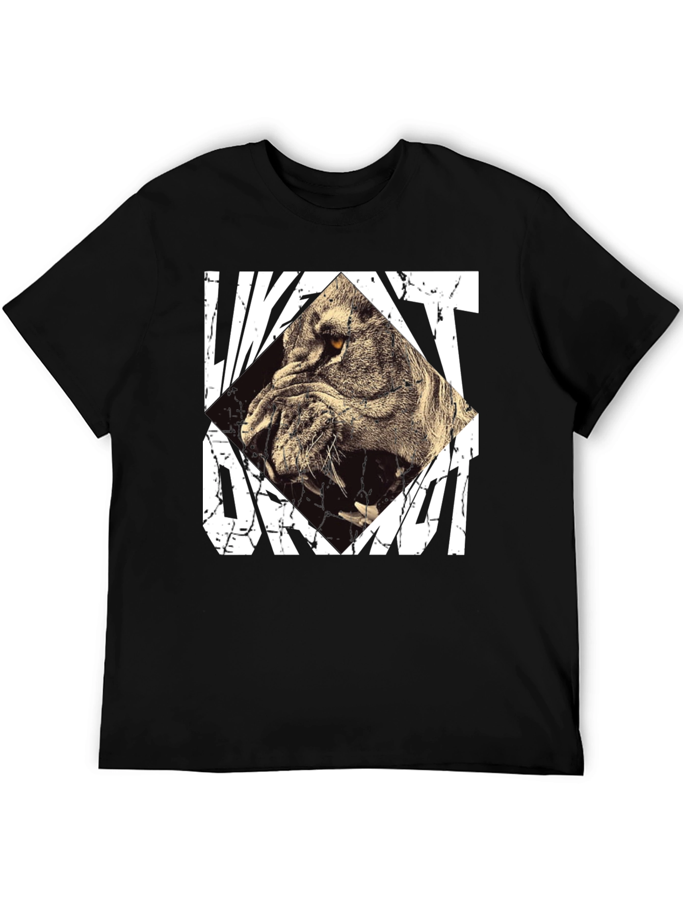 Black Lion Graphic Print Black T-Shirt view 5