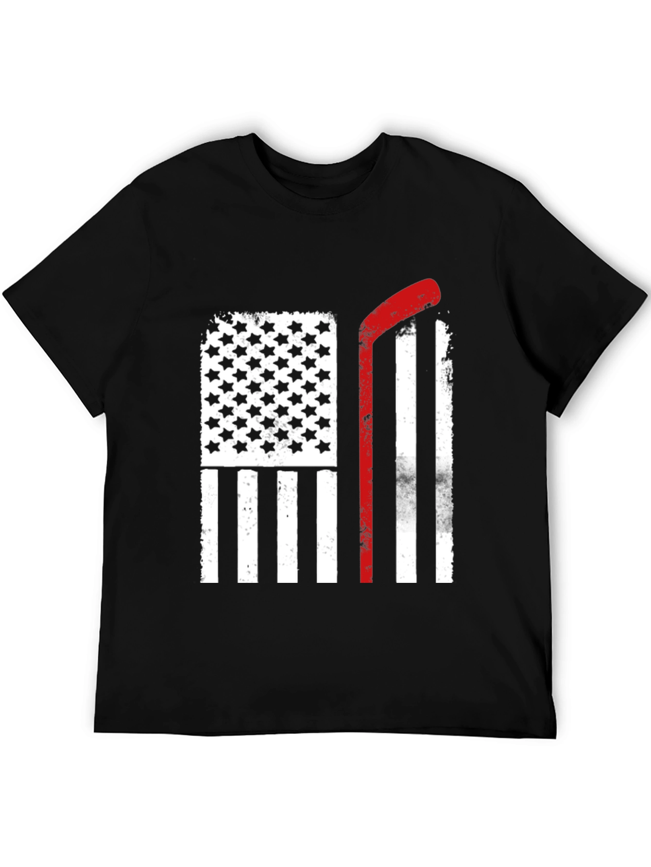 Black USA Hockey Stick Flag T-Shirt view 5