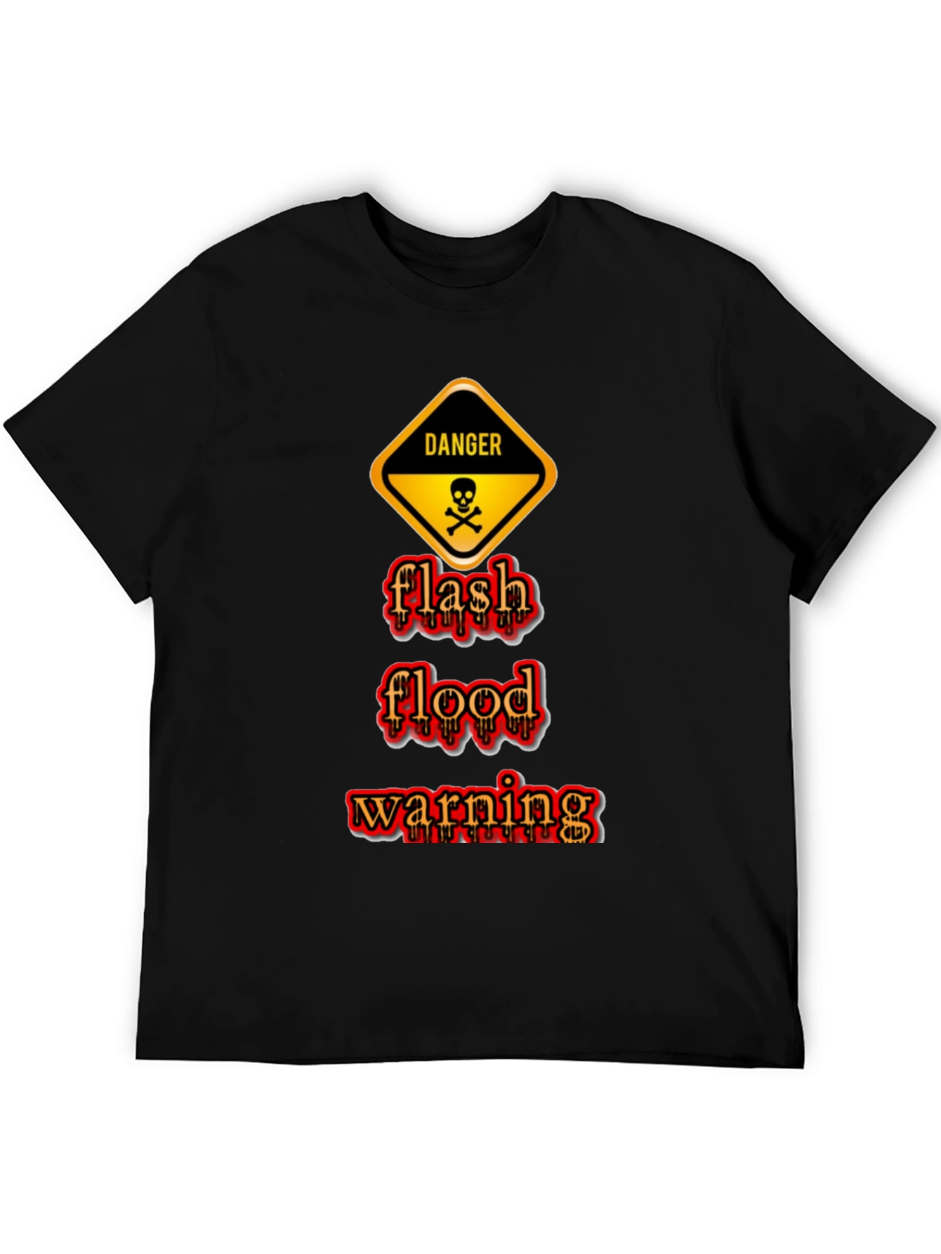Black Danger Flash Flood Warning Graphic T-Shirt view 5
