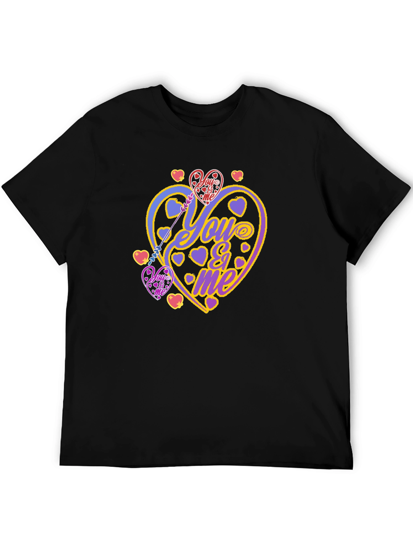 Black You & Me Heart Graphic Black T-Shirt view 5