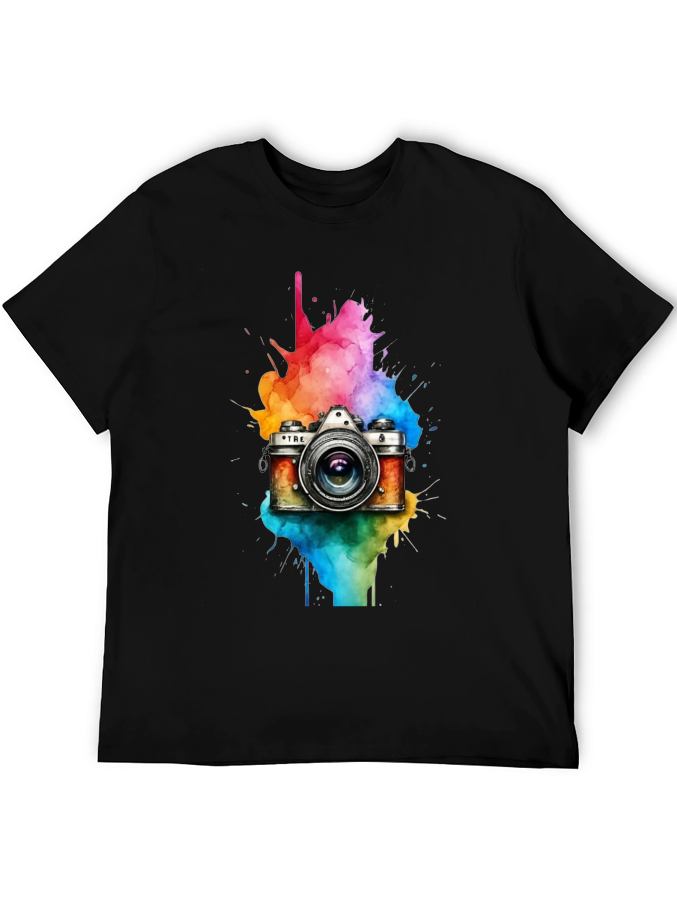 Black Vintage Camera Watercolor Graphic Tee view 5