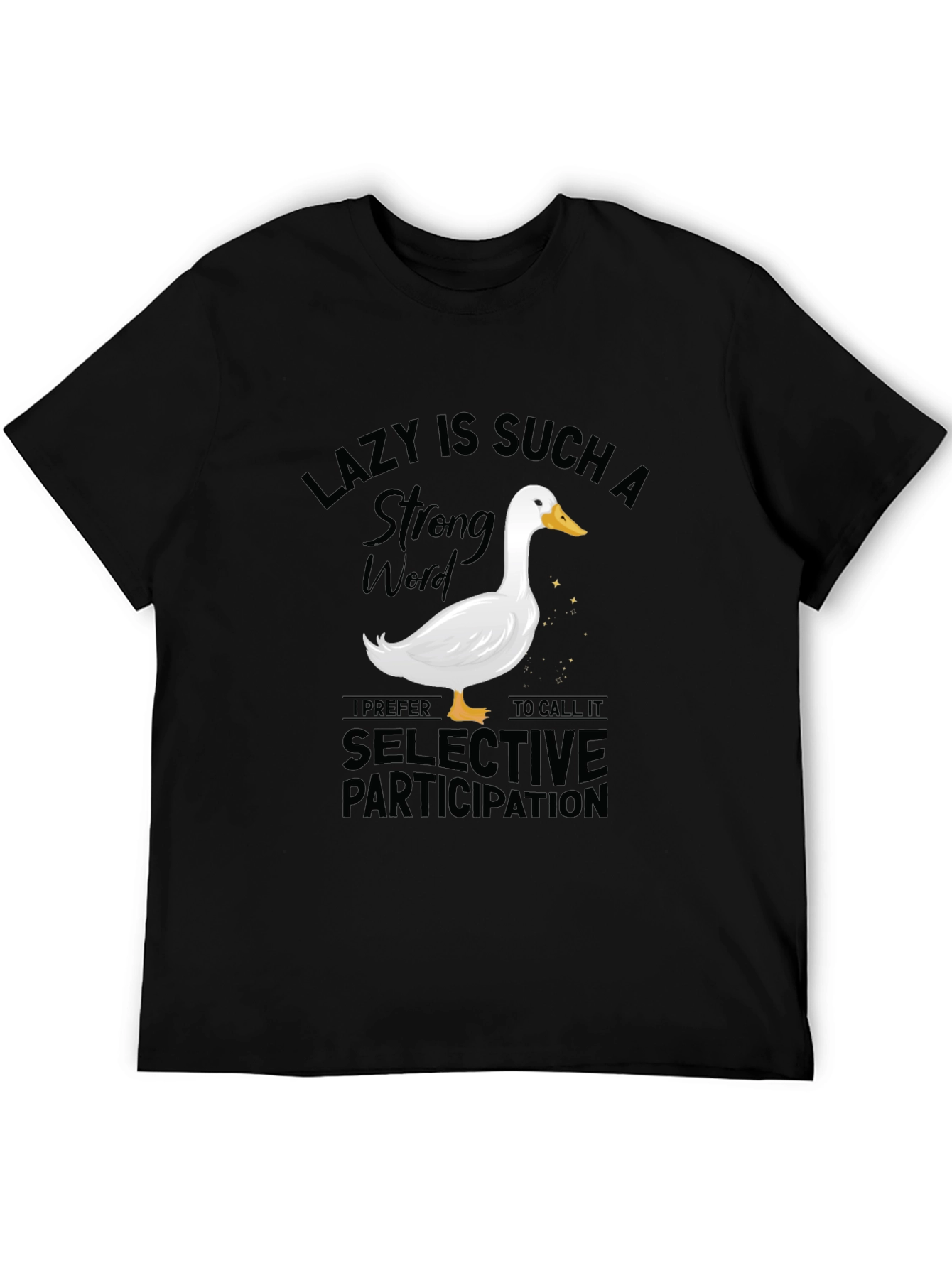 Black Funny Lazy Duck Graphic Tee view 5