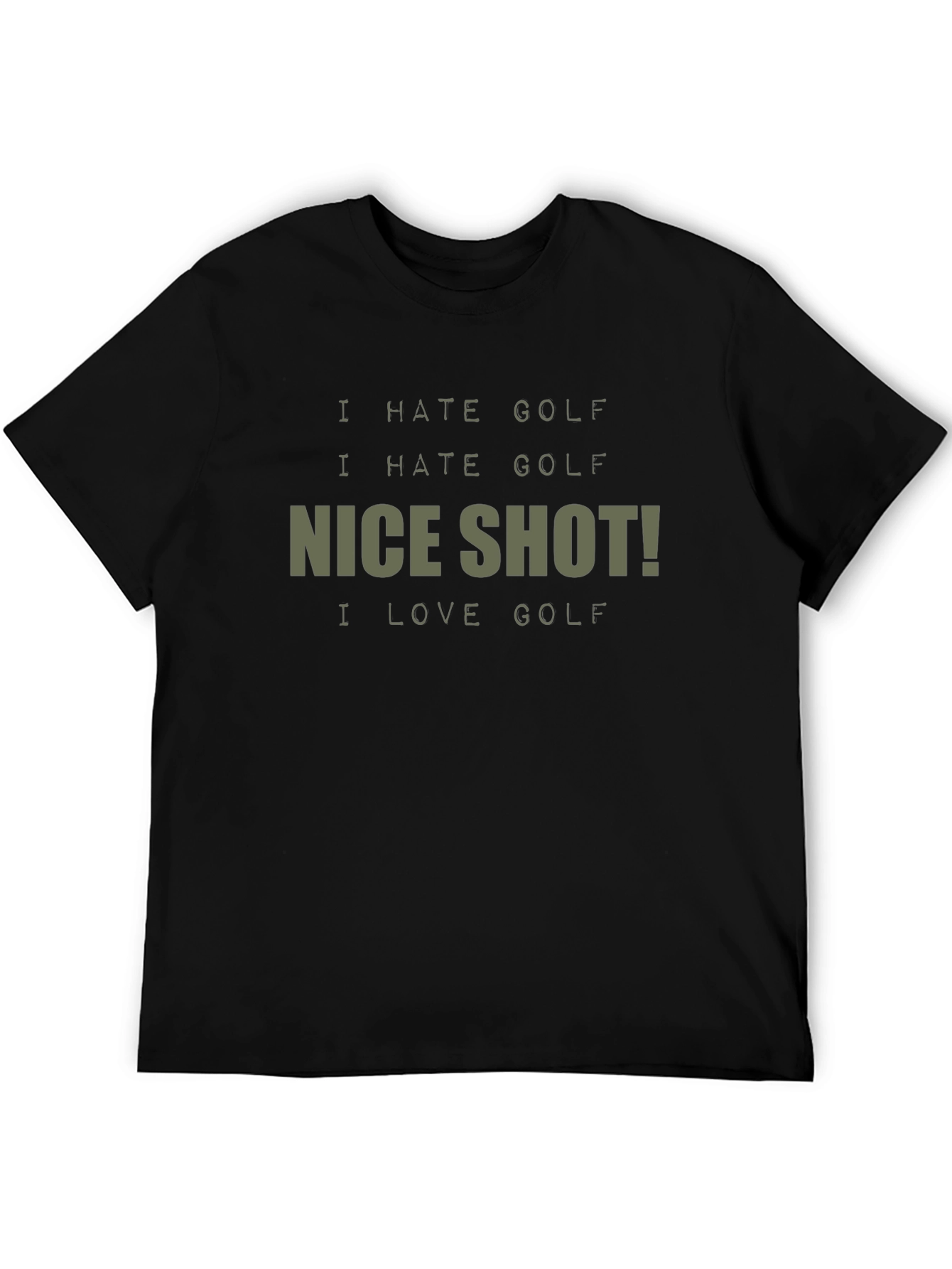 Black I Hate Golf! Novelty Graphic T-Shirt view 5