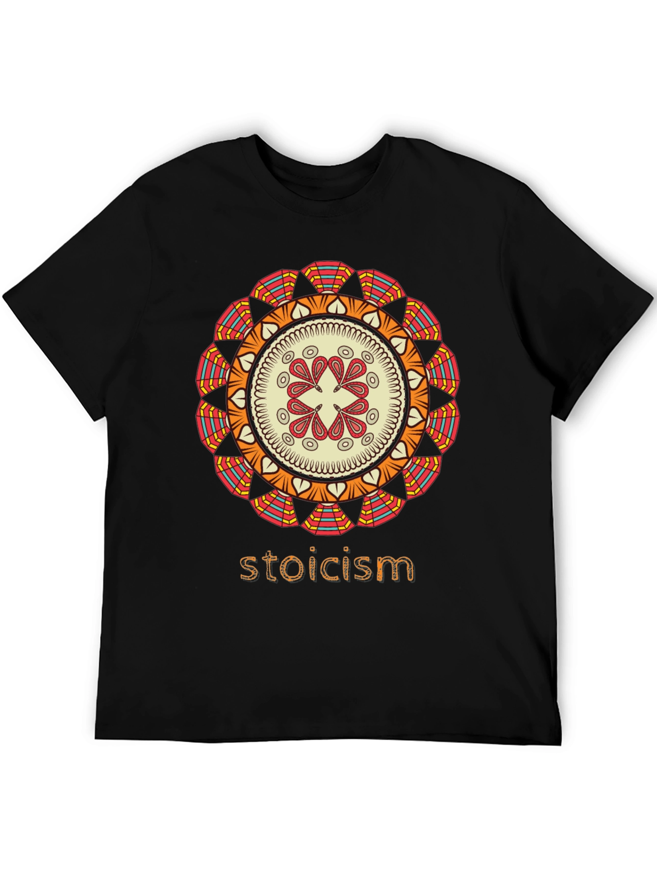 Black Stoicism Mandala Graphic T-Shirt - Stylish Unisex Tee view 5