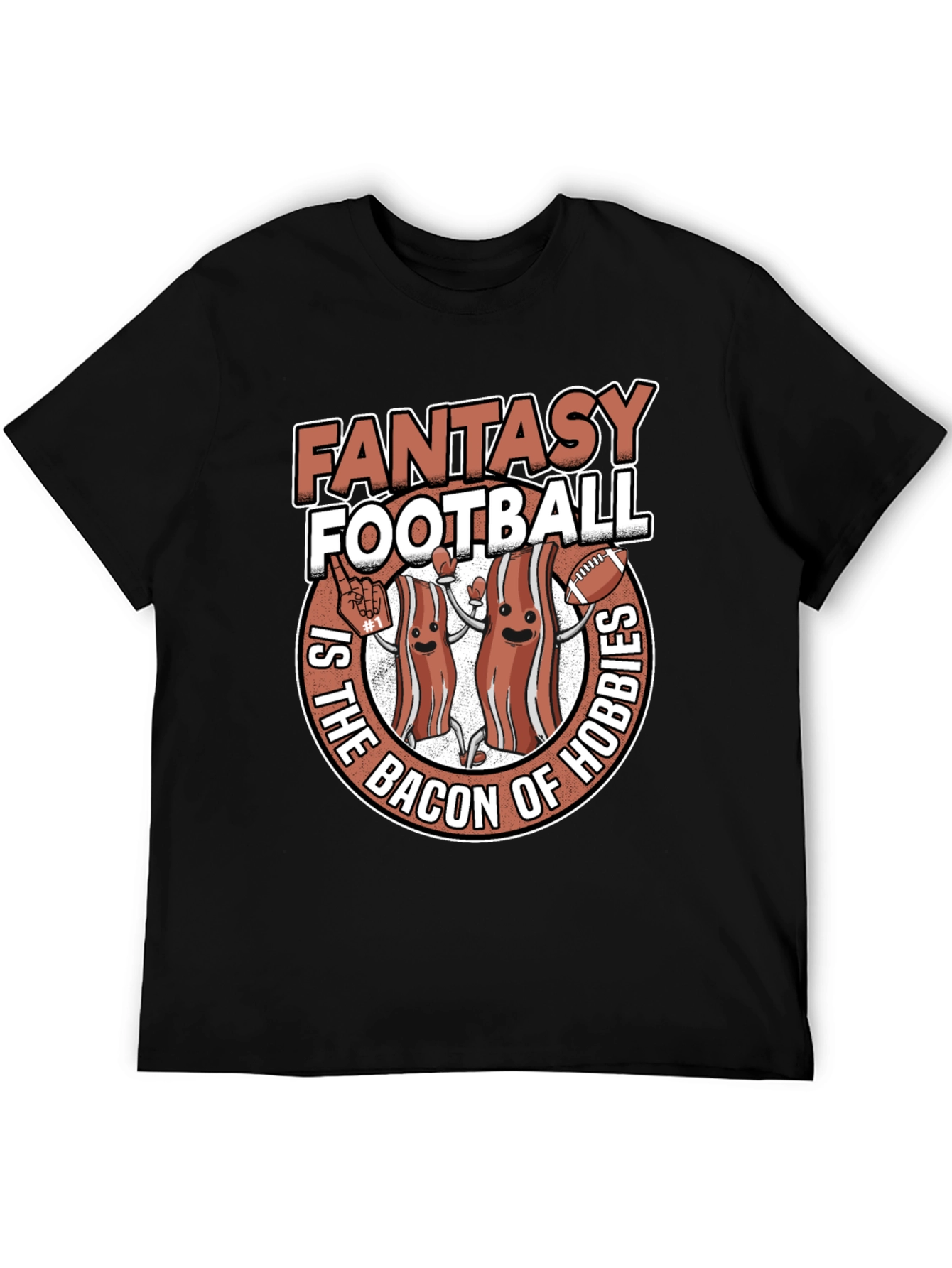 Black Fantasy Football Bacon T-Shirt view 5