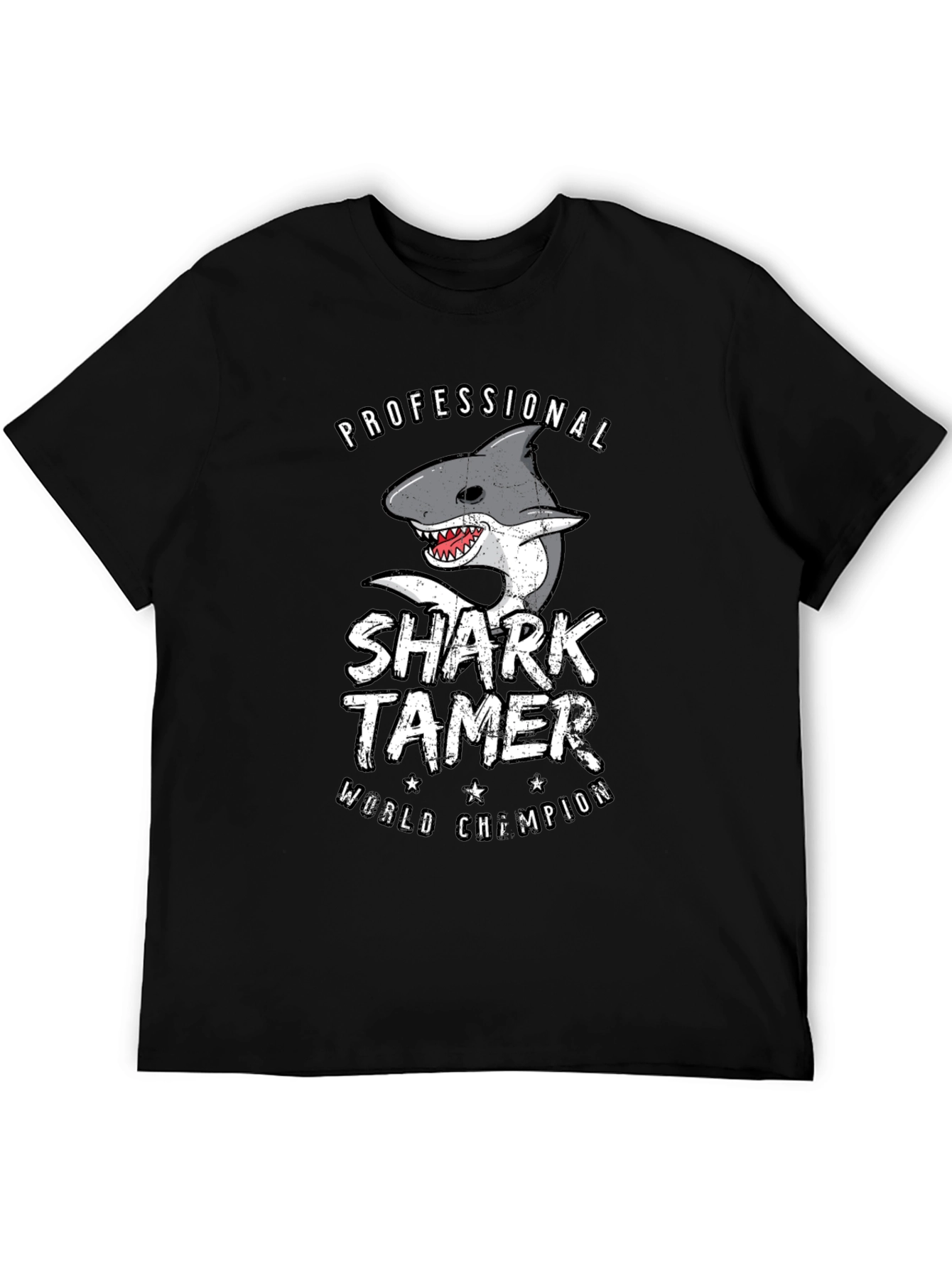 Black Professional Shark Tamer World Champion T-Shirt view 5