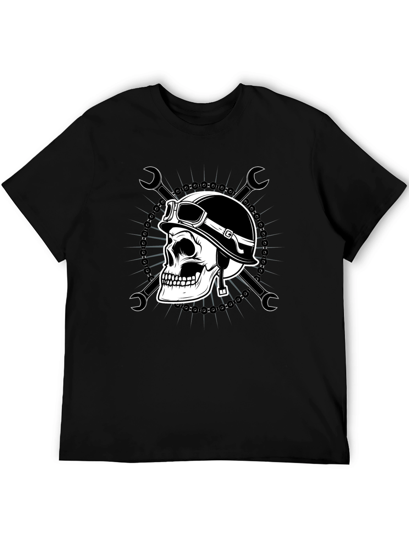 Skull Biker T-Shirt - Men's Black Graphic Tee - 5