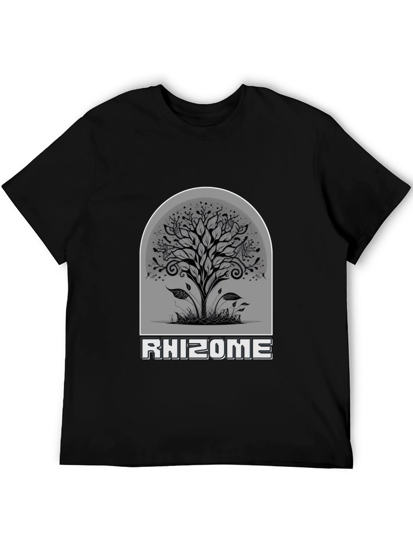 Black Rhizome Tree Graphic Black T-Shirt view 5