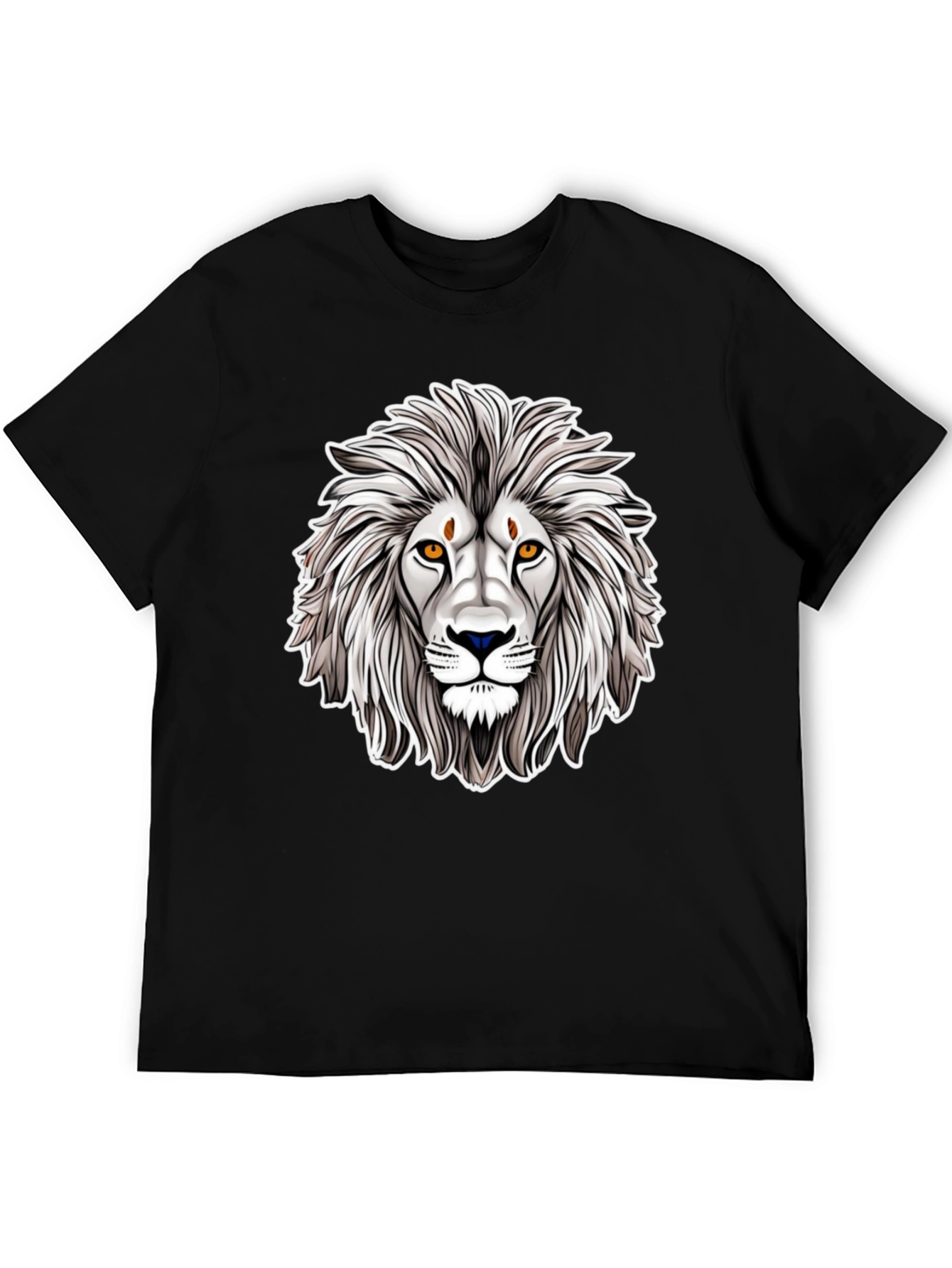Black Lion Head Graphic Tee - Black Cotton Shirt view 5