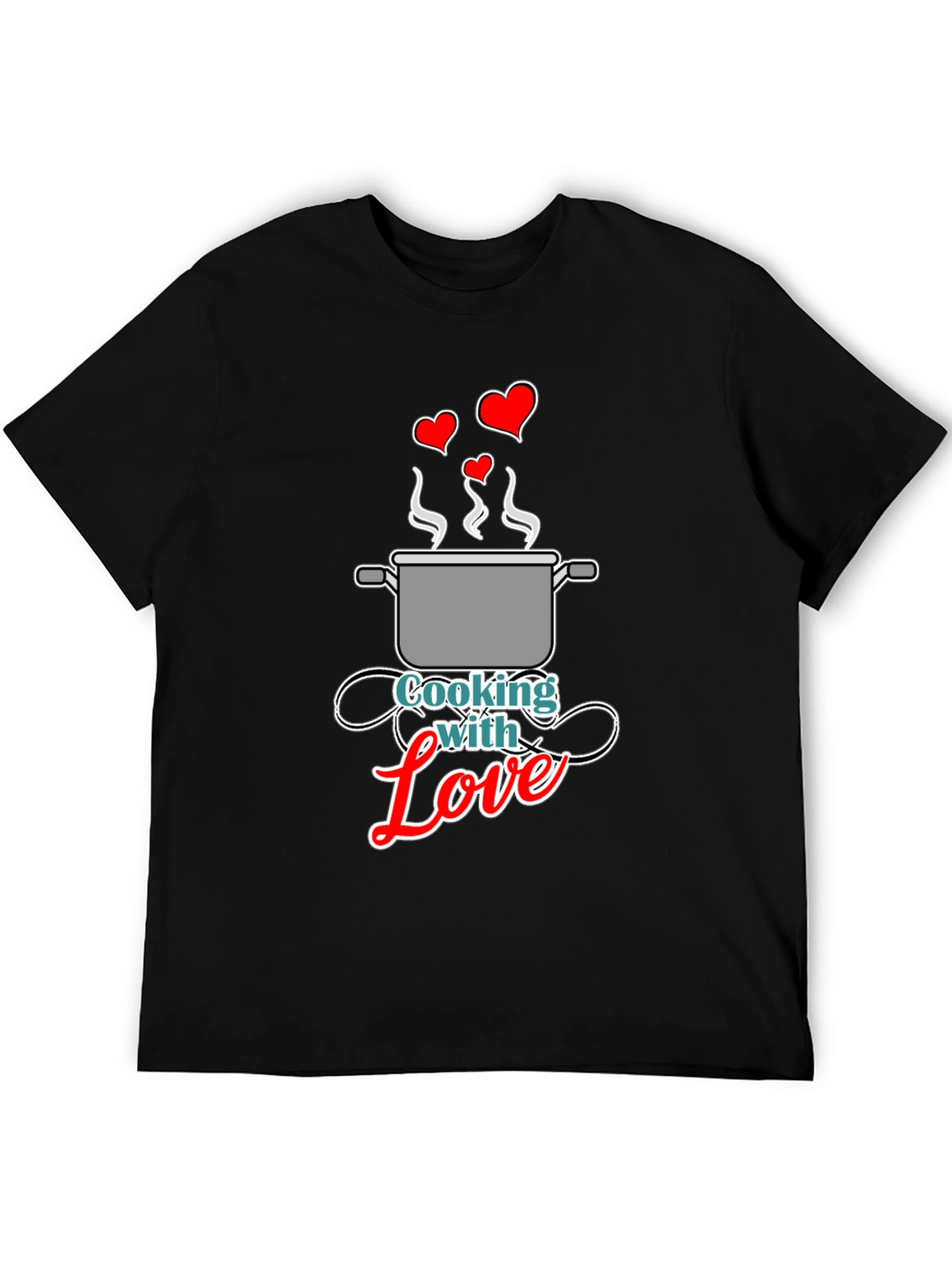Black Cooking with Love Graphic Tee - Black Unisex T-Shirt view 5