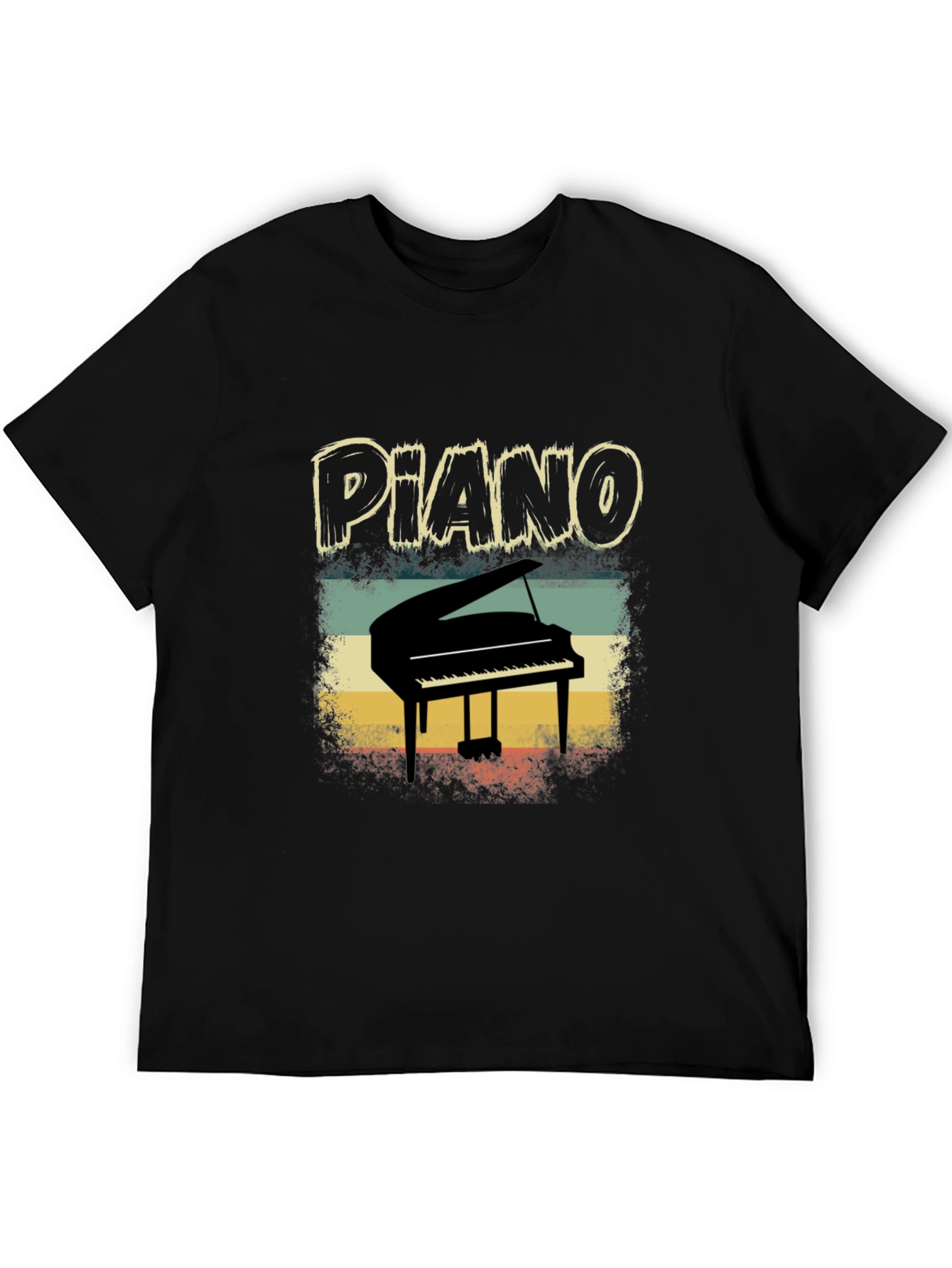 Black Retro Piano T-Shirt - Musician Apparel view 5